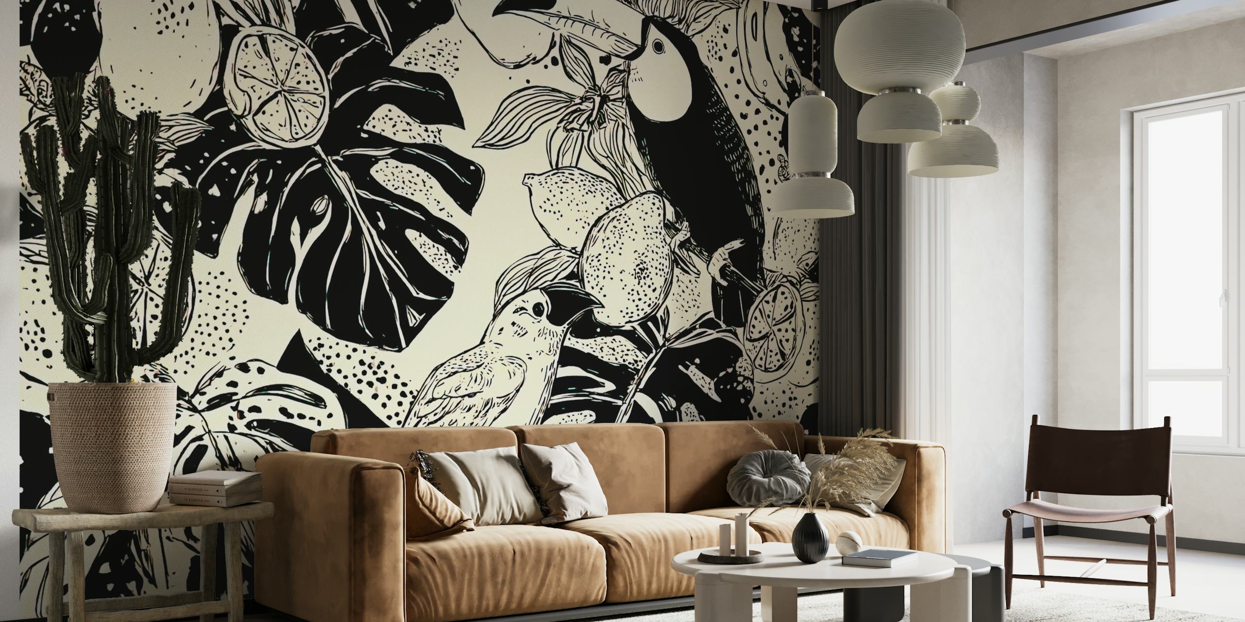 Jungle Symphony tapettisuunnittelu huoneessa