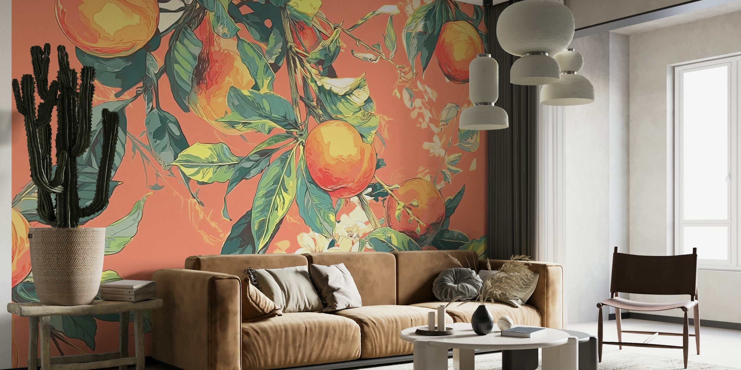 Peachy Blossom wallpaper design in a room