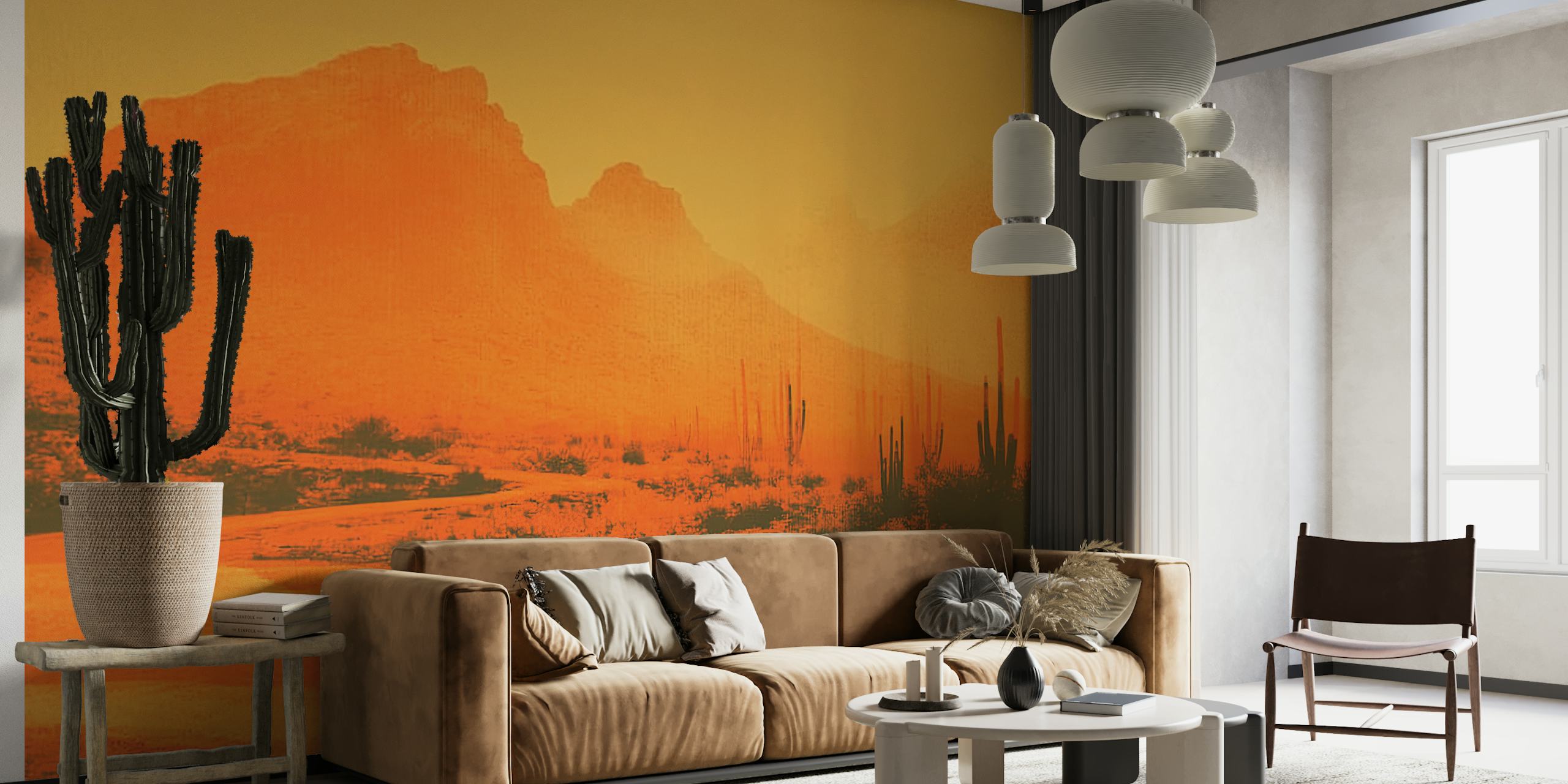 Orange Desert Sunset Tapete in einem Raum