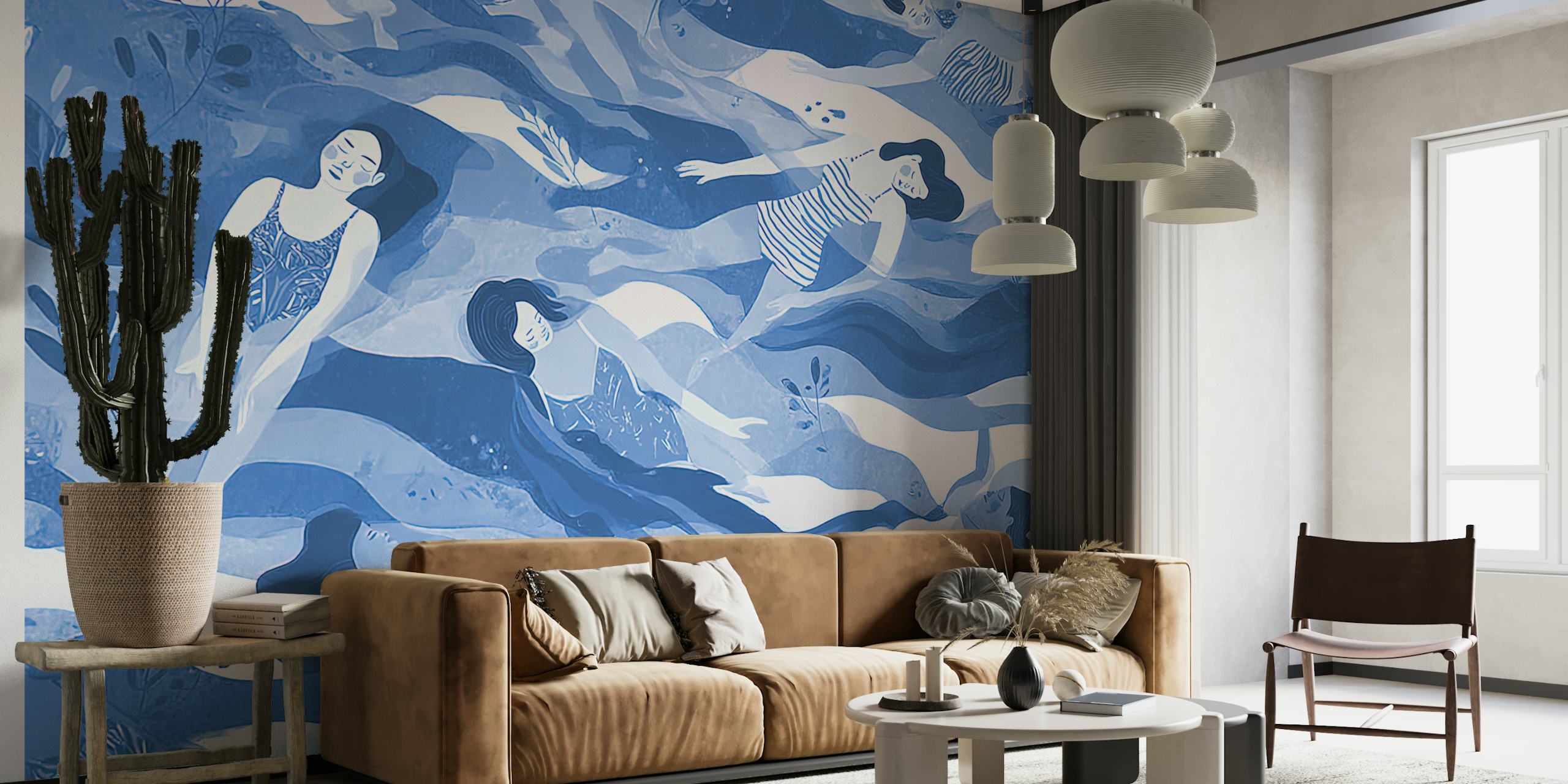 Diseño de papel pintado Serene Summertime en una habitación