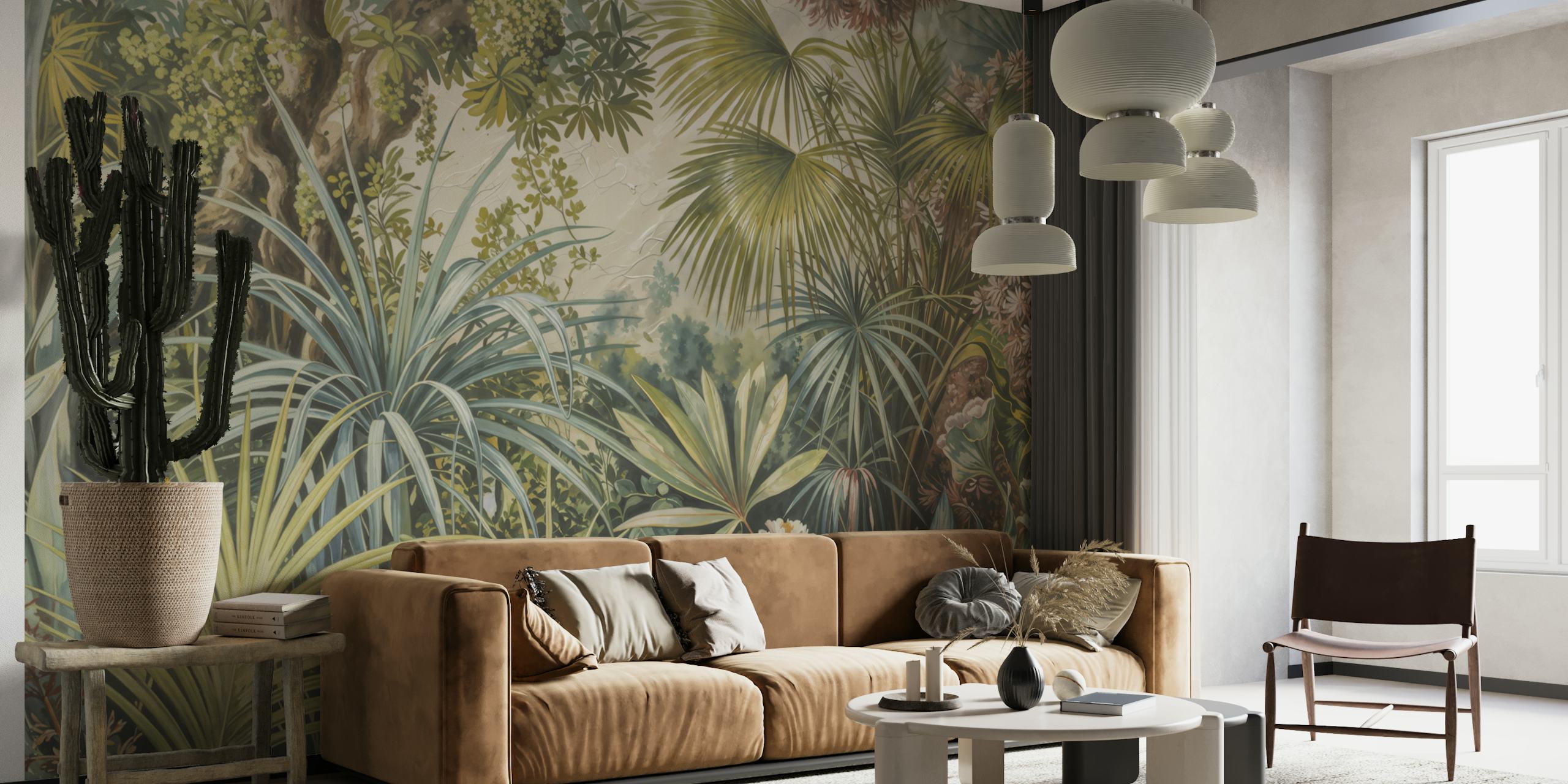 Vintage Tropical Forest-tapetti huoneessa