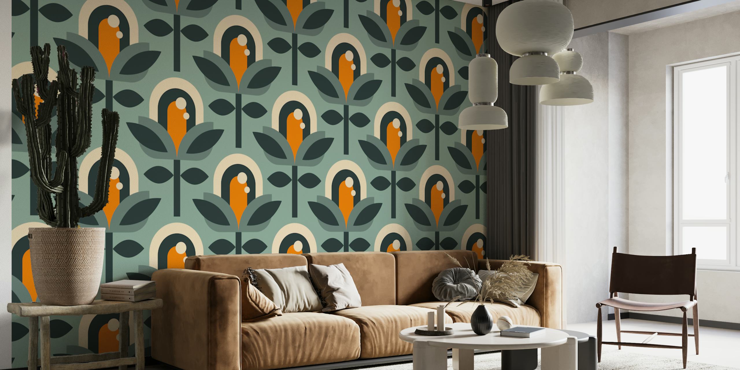 Papel pintado Floral Retro Essence en una habitación