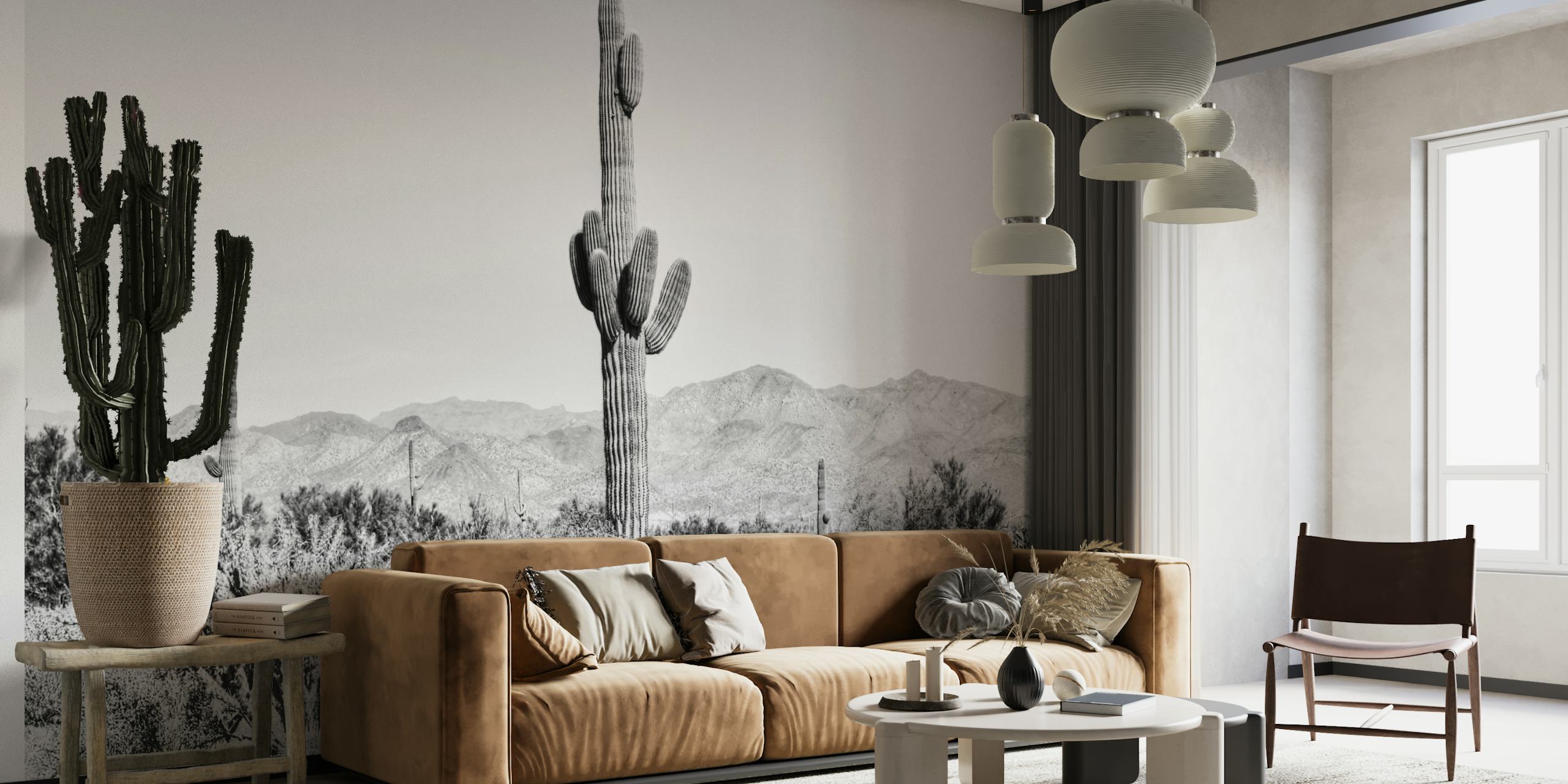 Vintage Cactus wallpaper displayed in a room