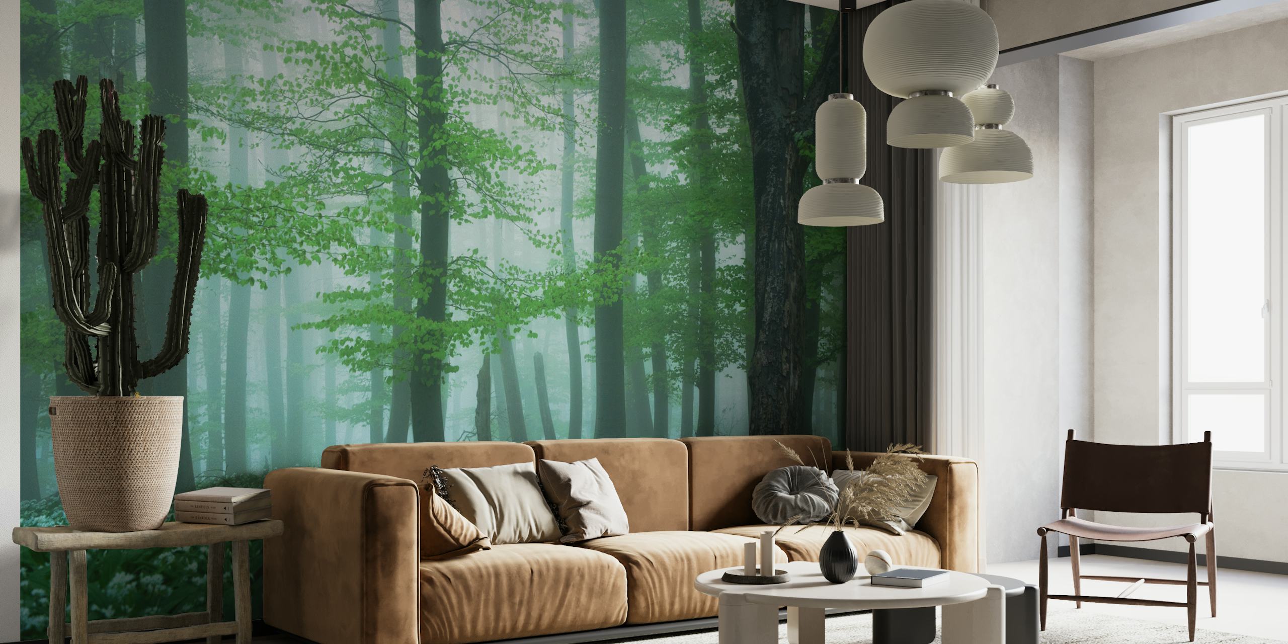ταπετσαρία Emerald Woodland Escape σε ένα δωμάτιο
