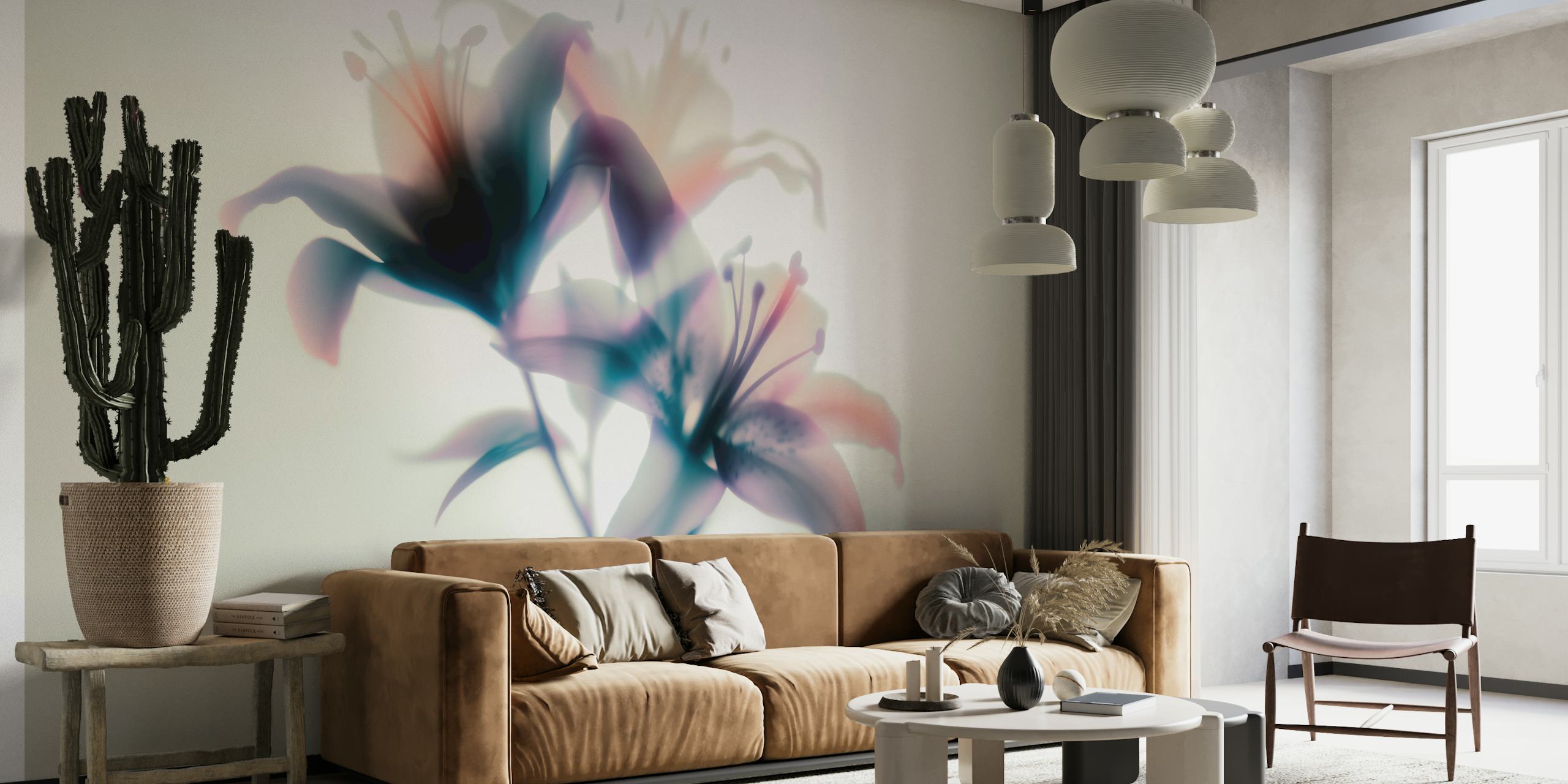 Papier peint Gentle Lily Silhouette dans une pièce