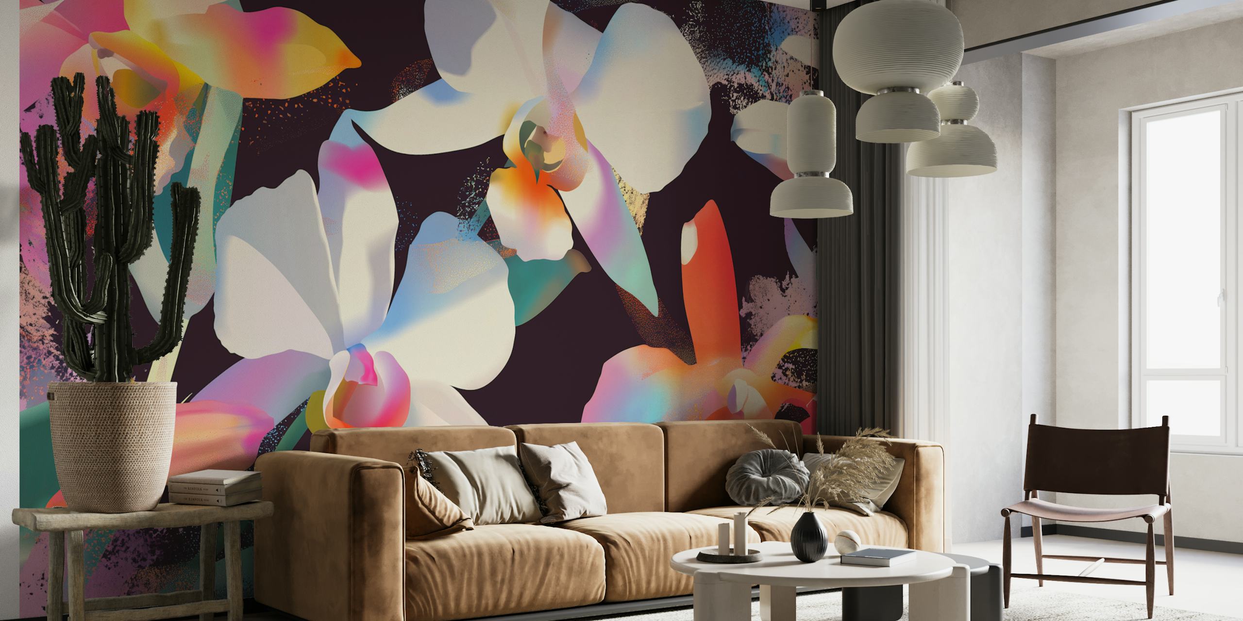 Ταπετσαρία Vibrant Orchid Bloom σε ένα δωμάτιο