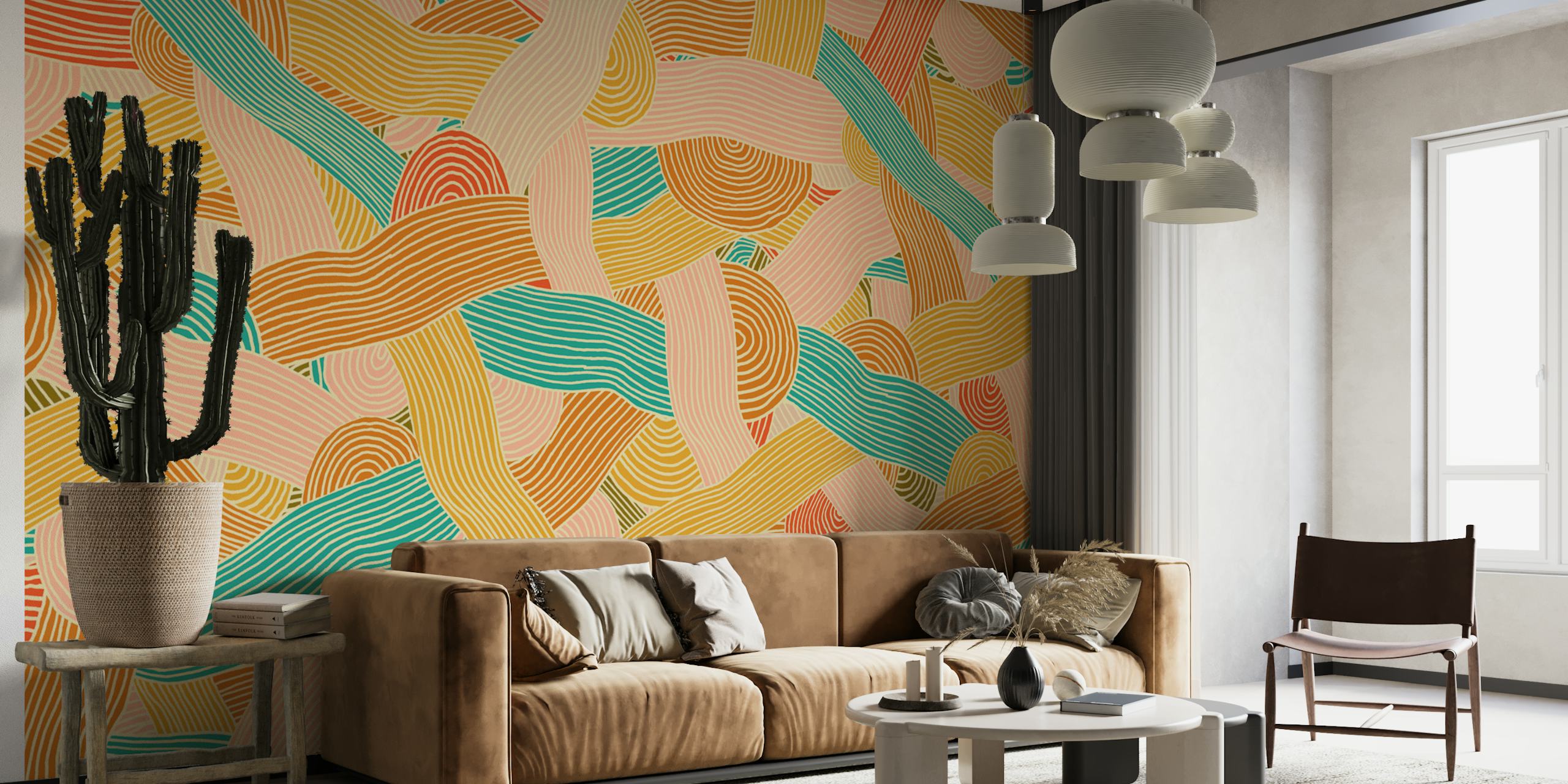 Colorful Bold Abstract Lines wallpaper in a room