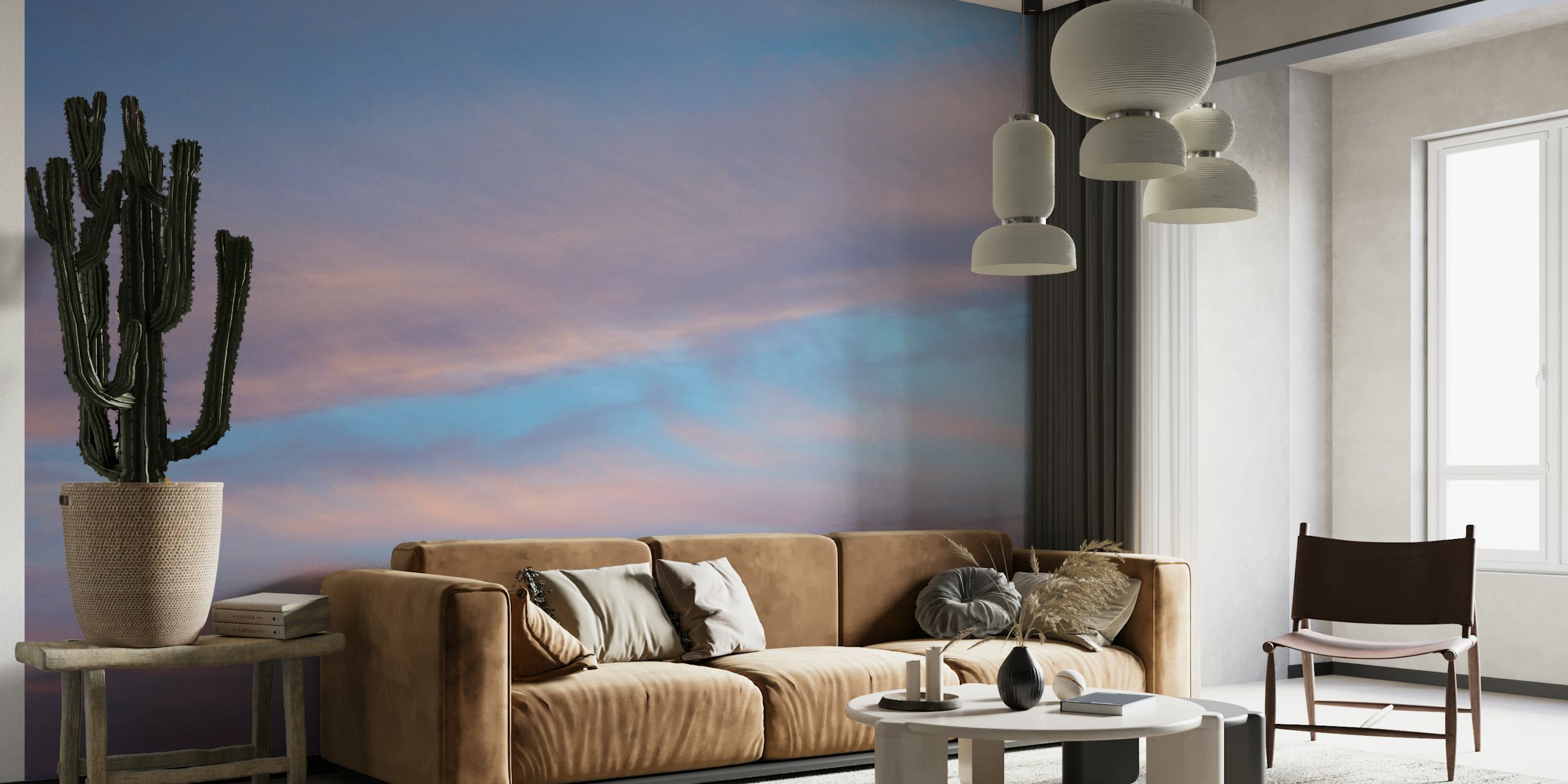 Soft blue and pink gradient clouds wallpaper