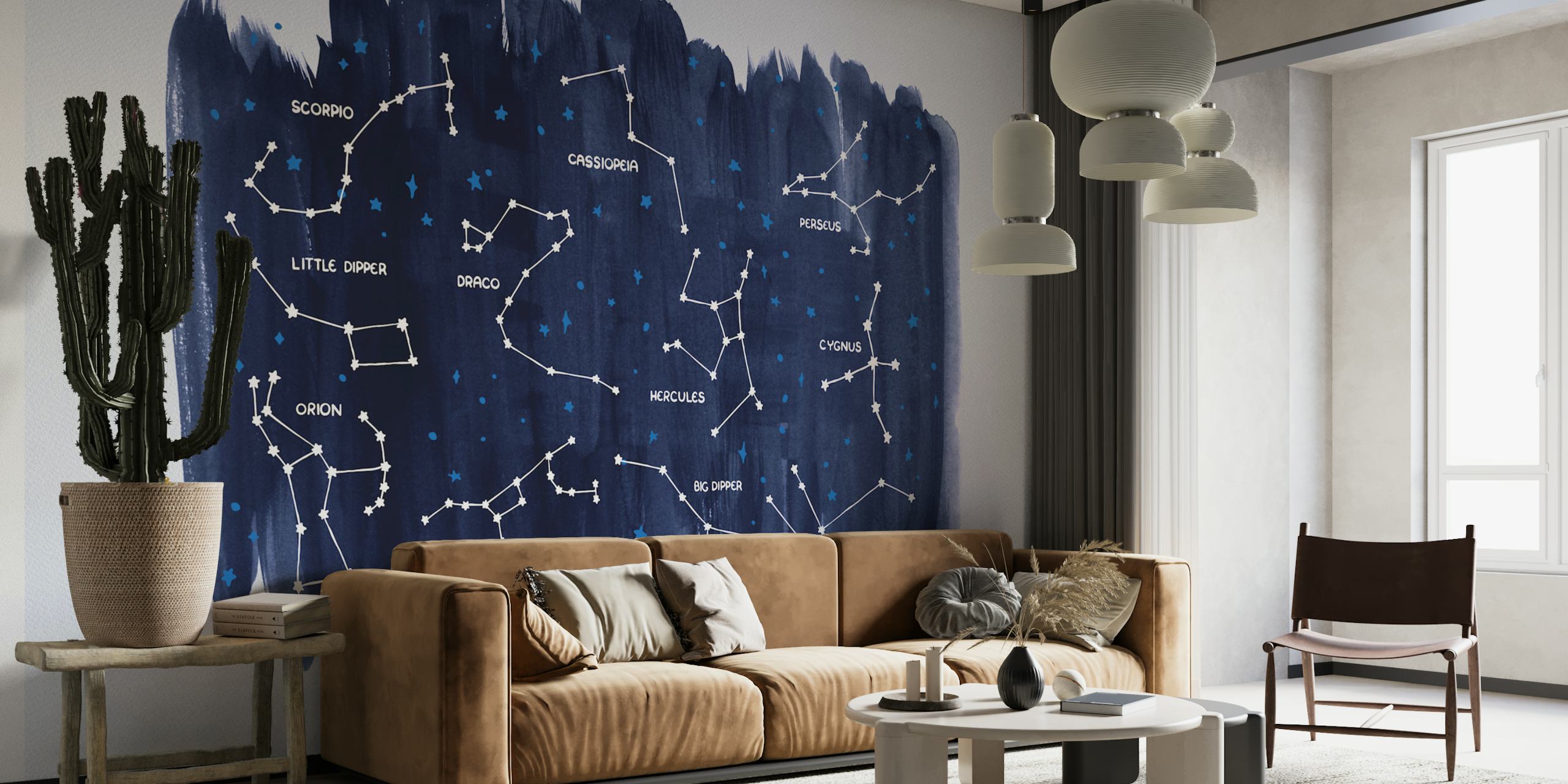 Ταπετσαρία Constellations σε ένα άνετο δωμάτιο