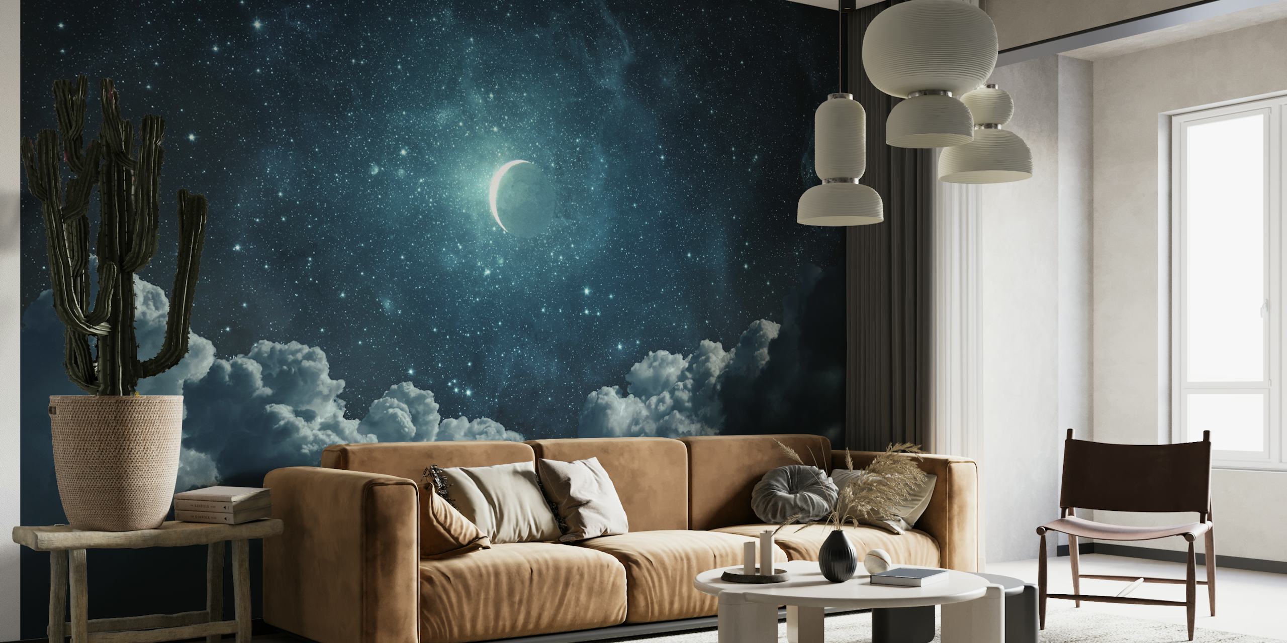 Serene Nighttime Sky wallpaper in a room