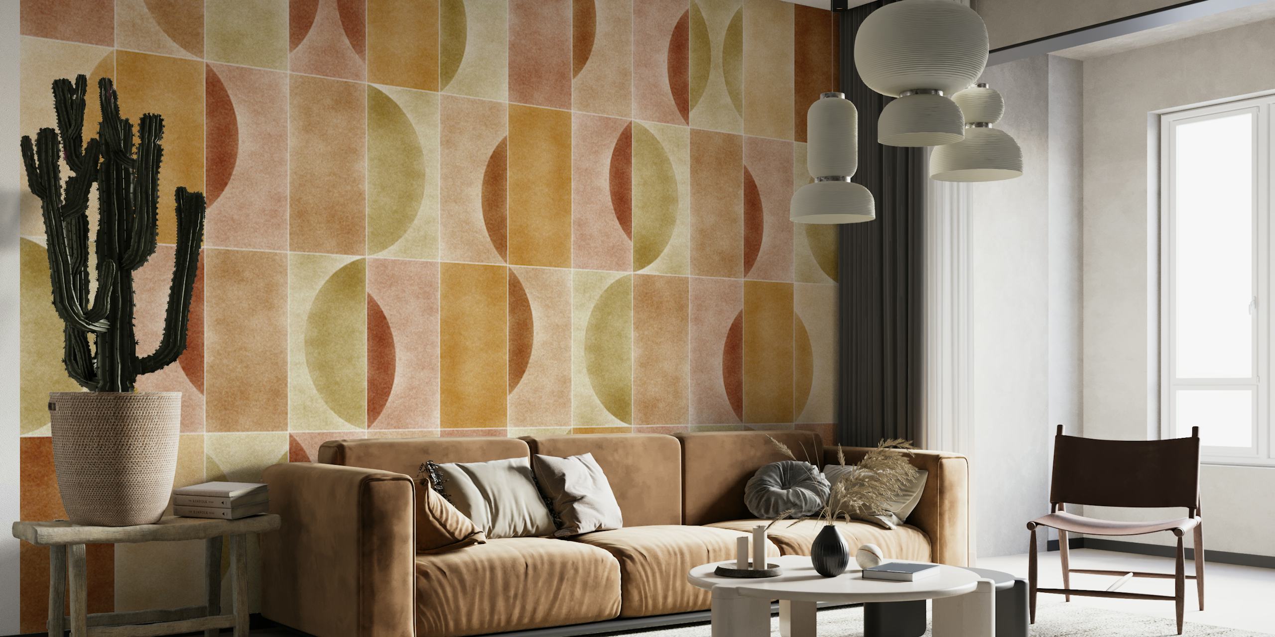 Velluto Earthy Geometry Tapete in einem Raum