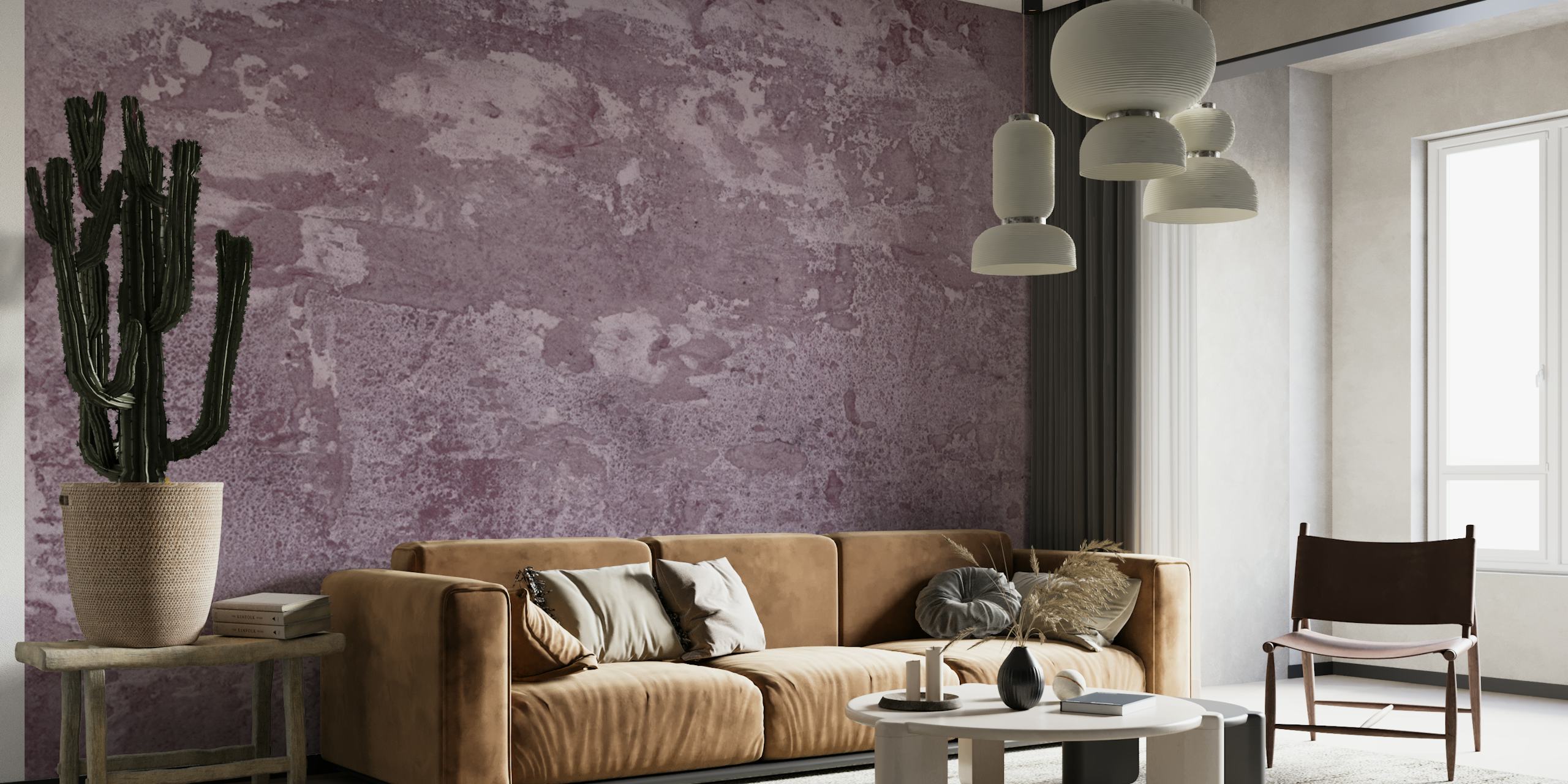 Ταπετσαρία Dusty Mauve Texture που εκτίθεται σε ένα δωμάτιο