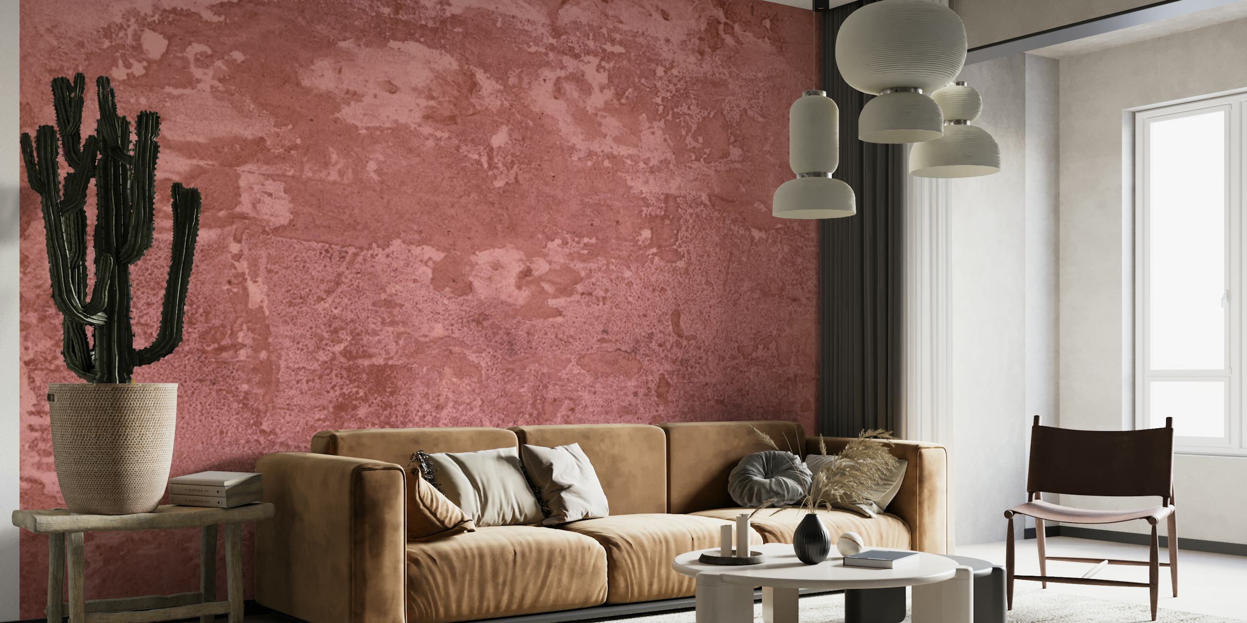 Textured reddish-brown wallpaper featuring vintage earthy tones.