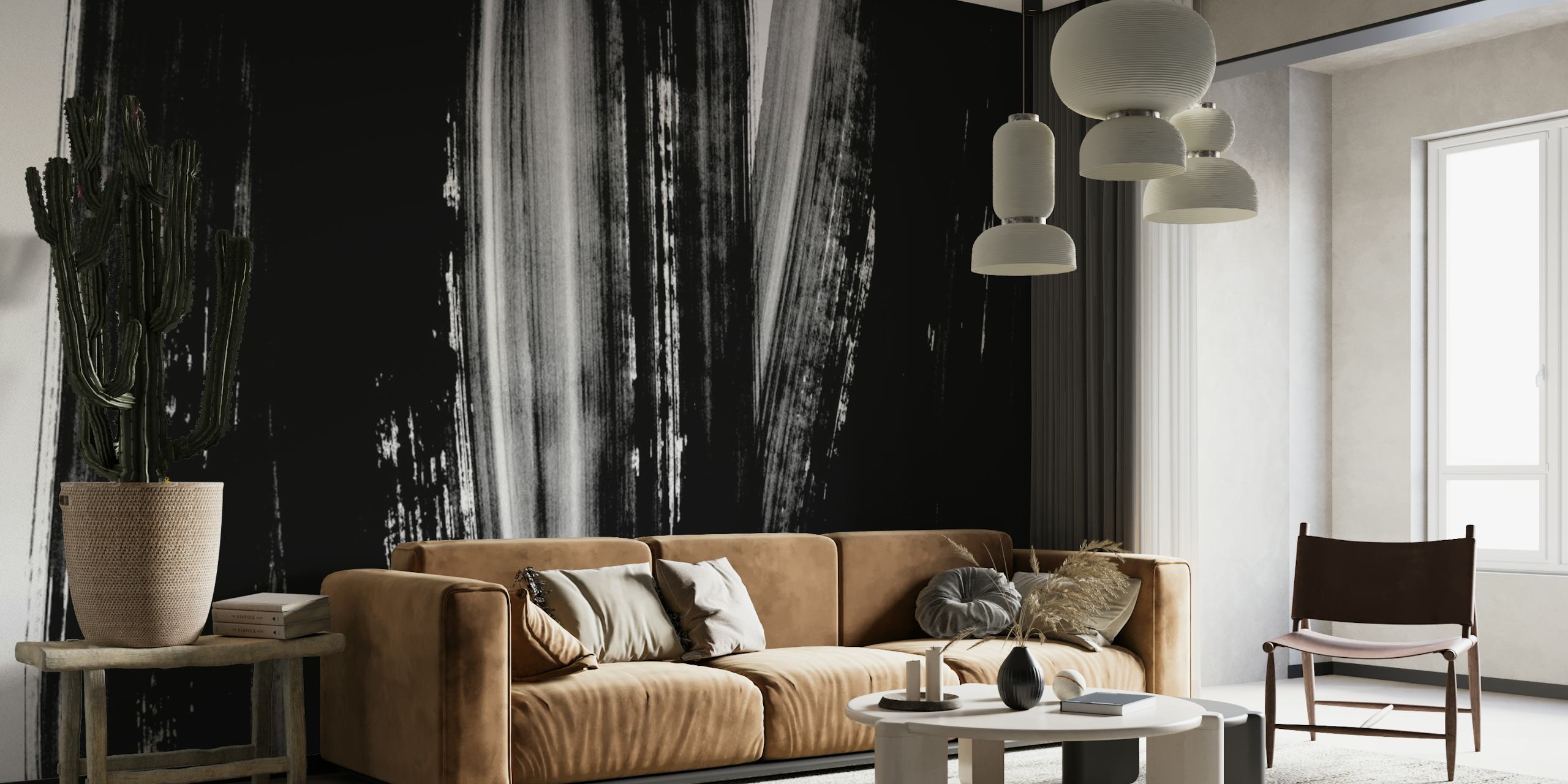 Bold Black Strokes wallpaper in a modern room