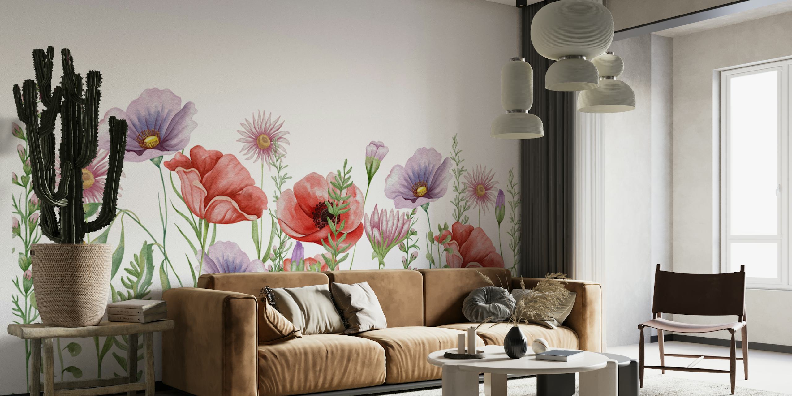 Watercolor Floral Poppy Design σε ένα δωμάτιο