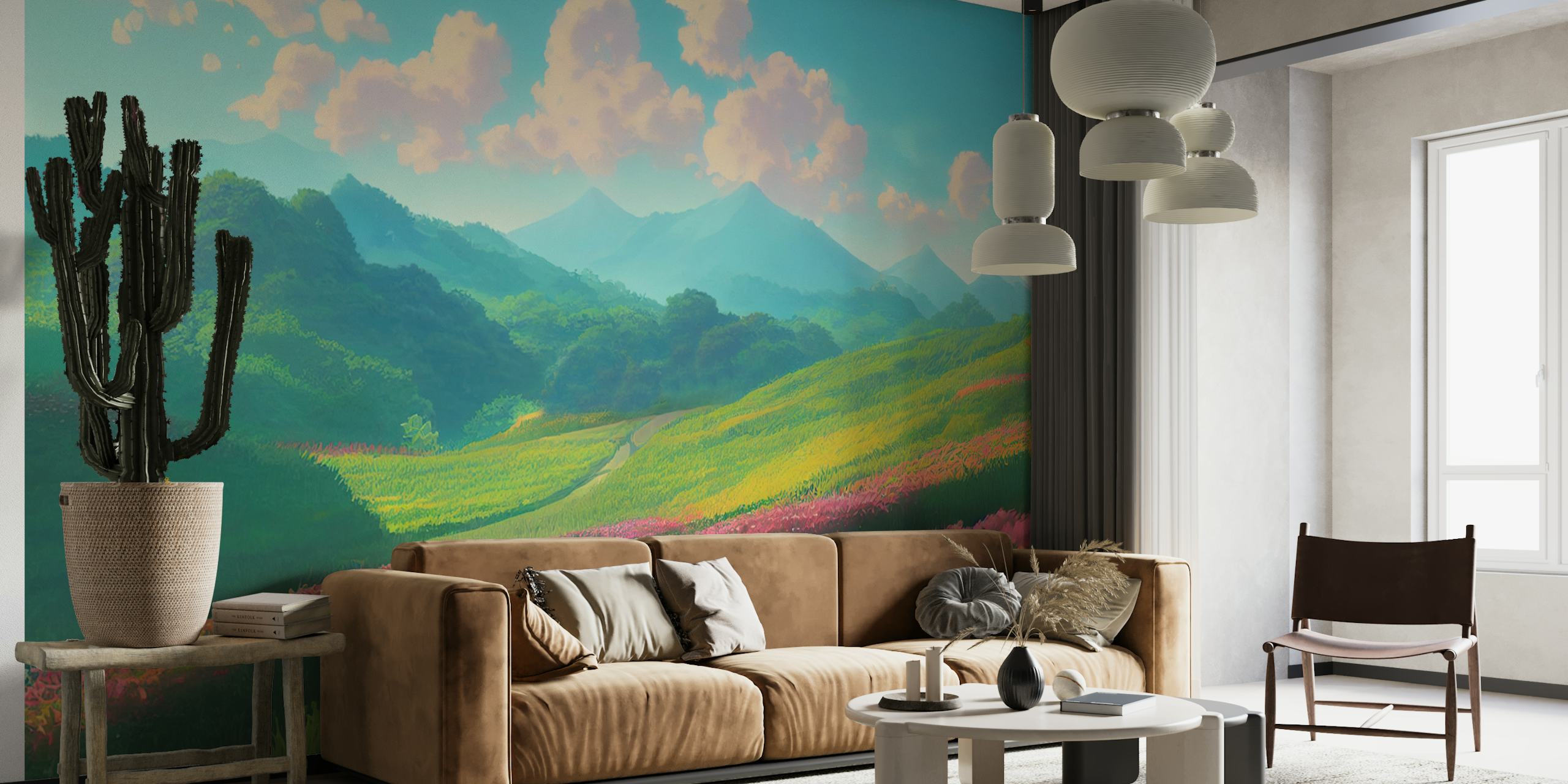 Ταπετσαρία Colorful mountain view σε ένα δωμάτιο