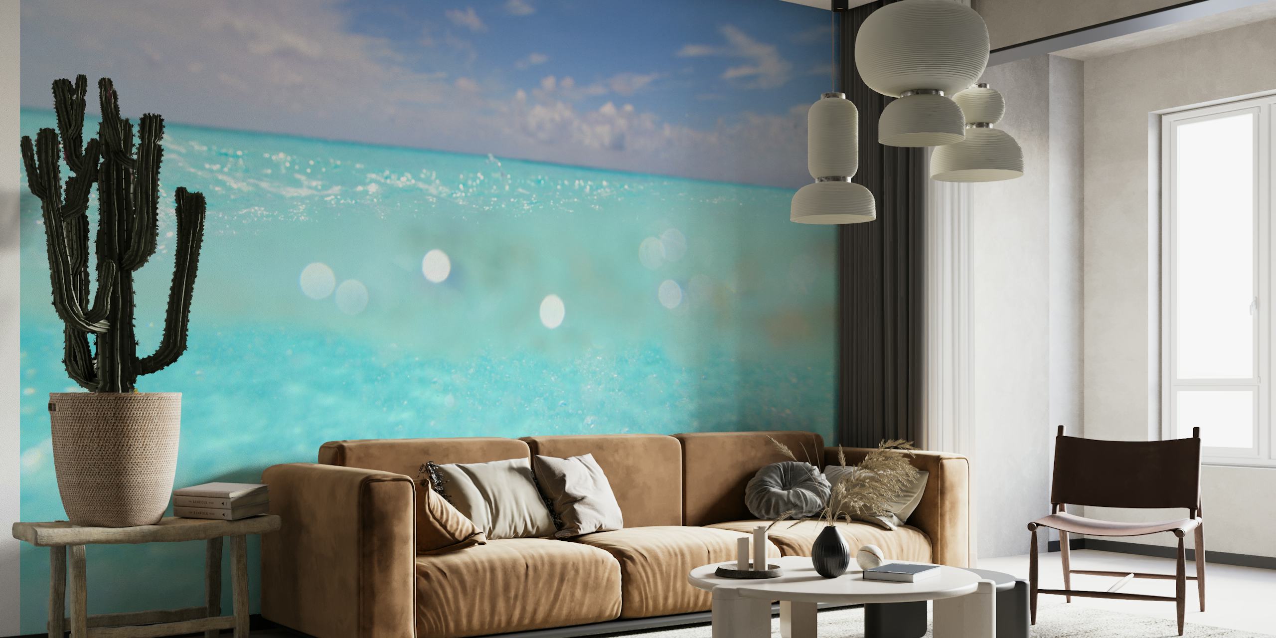 Caribbean sea wallpaper design in a room