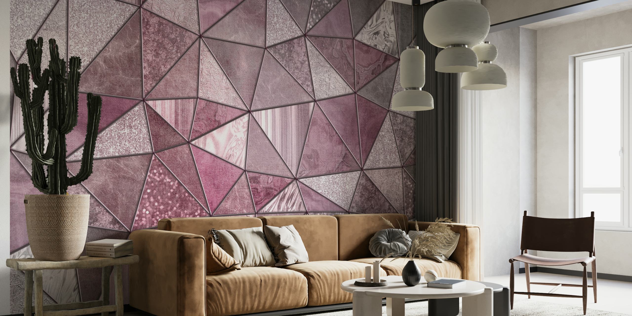 Stained Glass Pink Marble behang