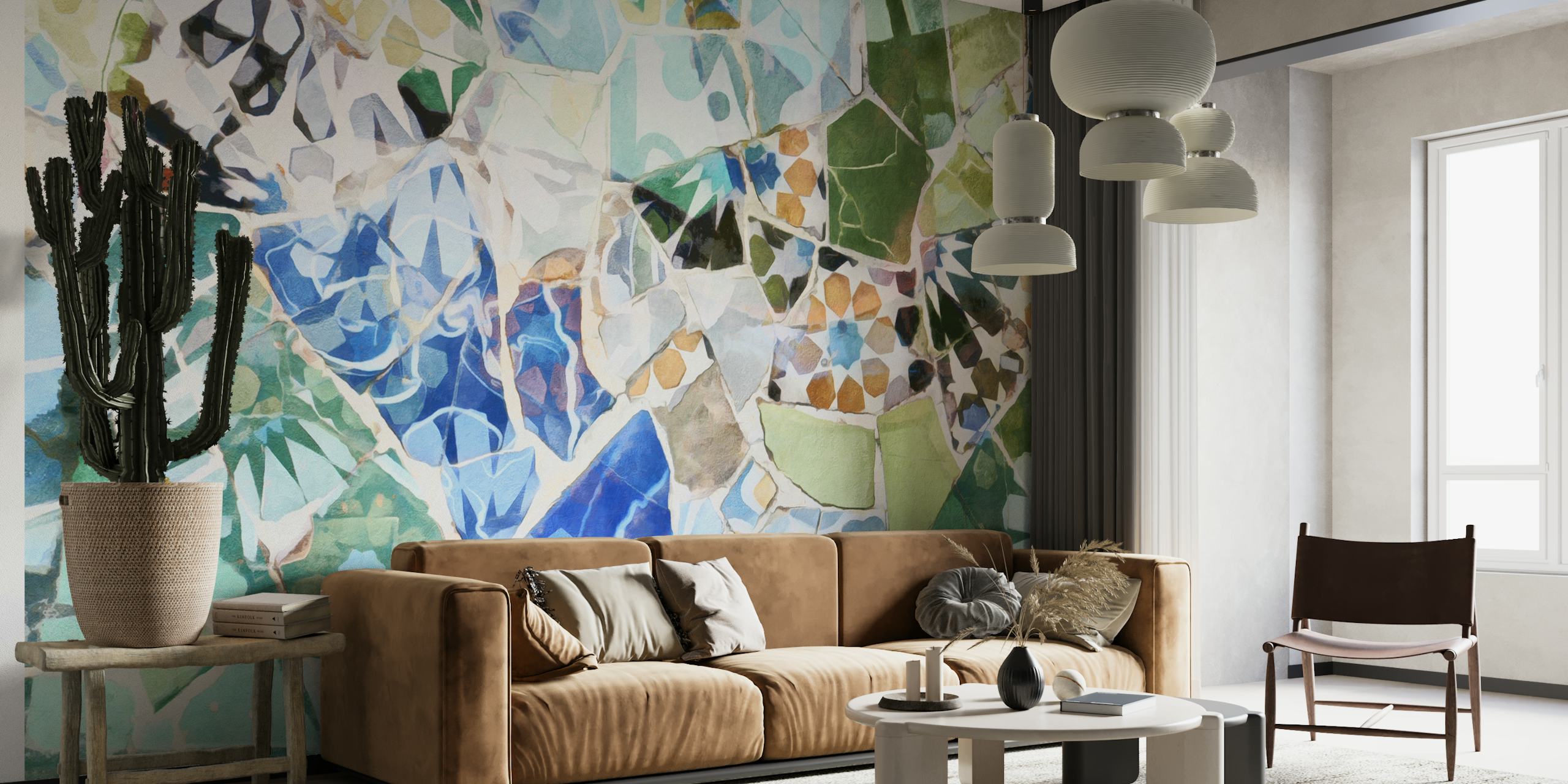 Mosaic of Barcelona 07 wallpaper in a room