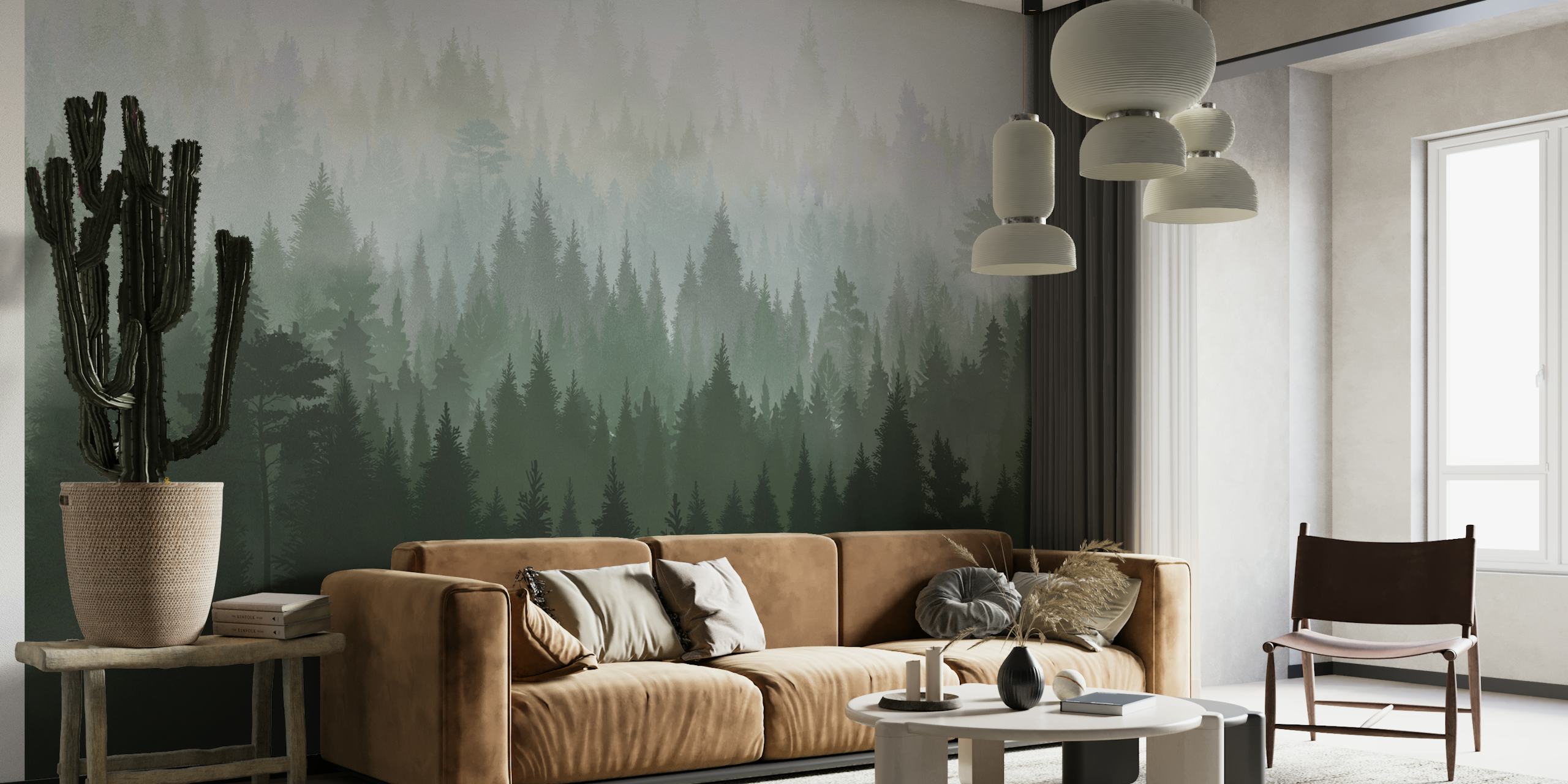 Σχεδίαση ταπετσαρίας Forest Green σε δωμάτιο