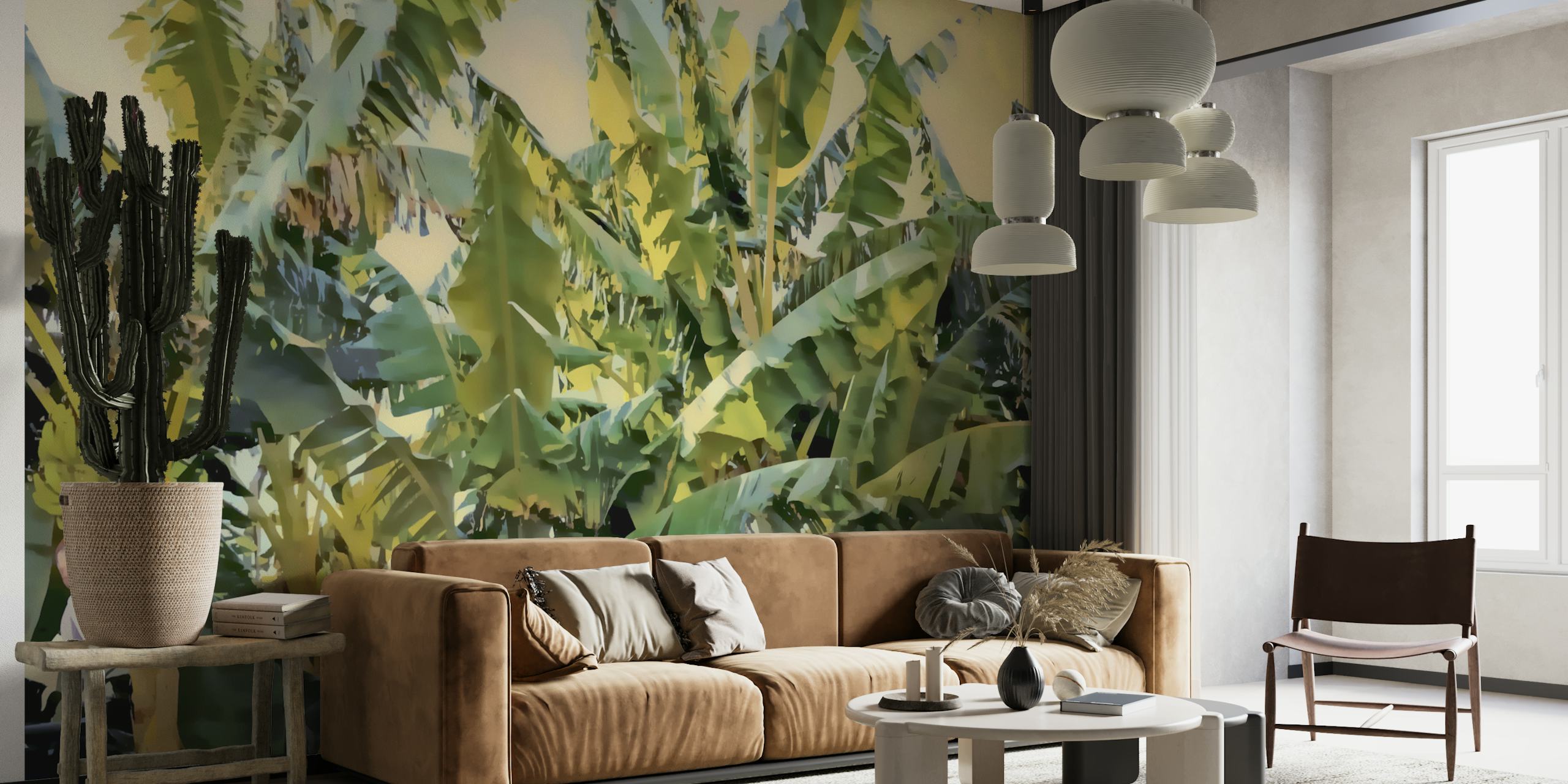 Fototapeta Tropical Banana Leaves se zářivě zelenými listy