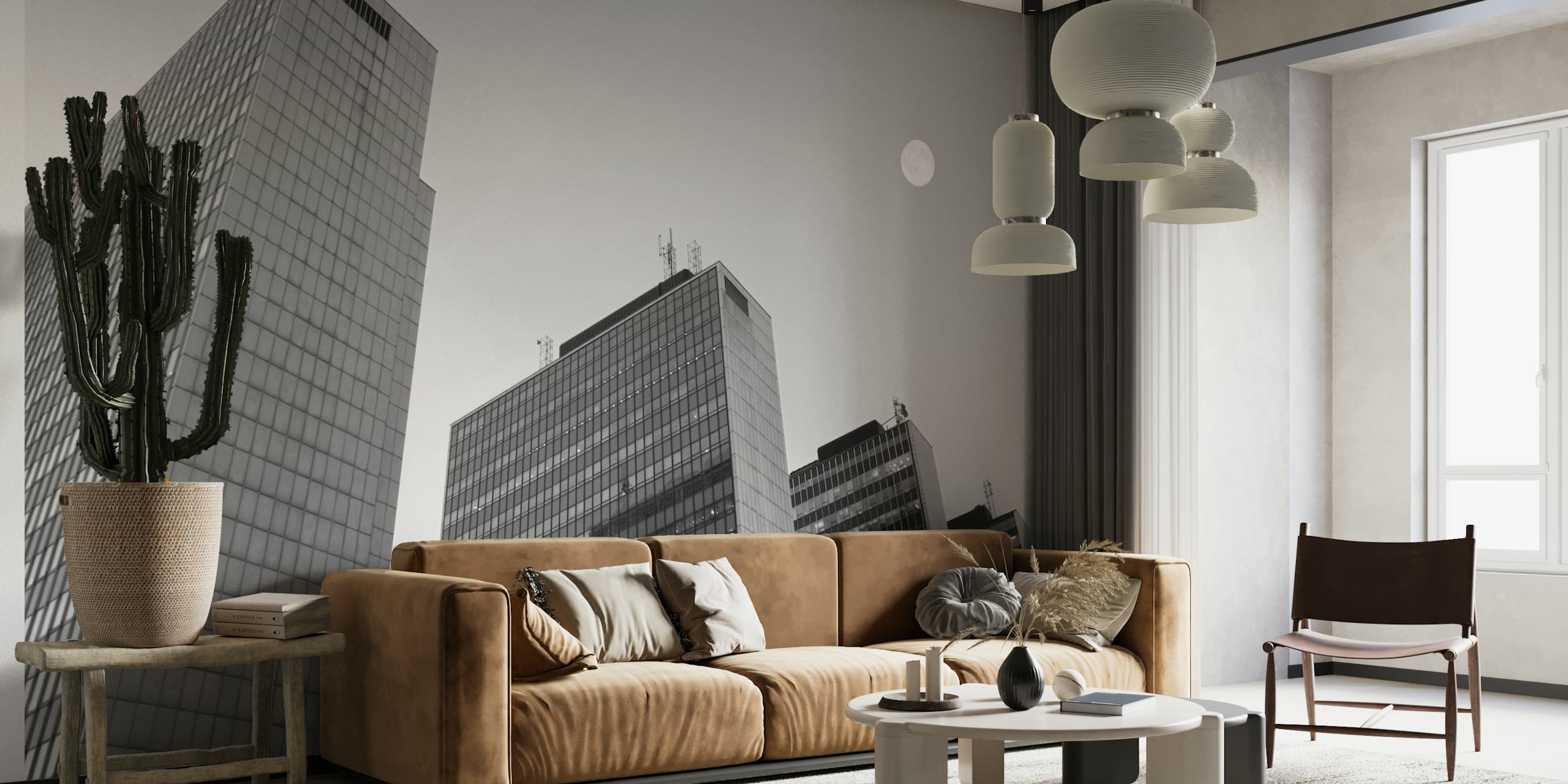 Stockholm skyscrapers with full moon wallpaper