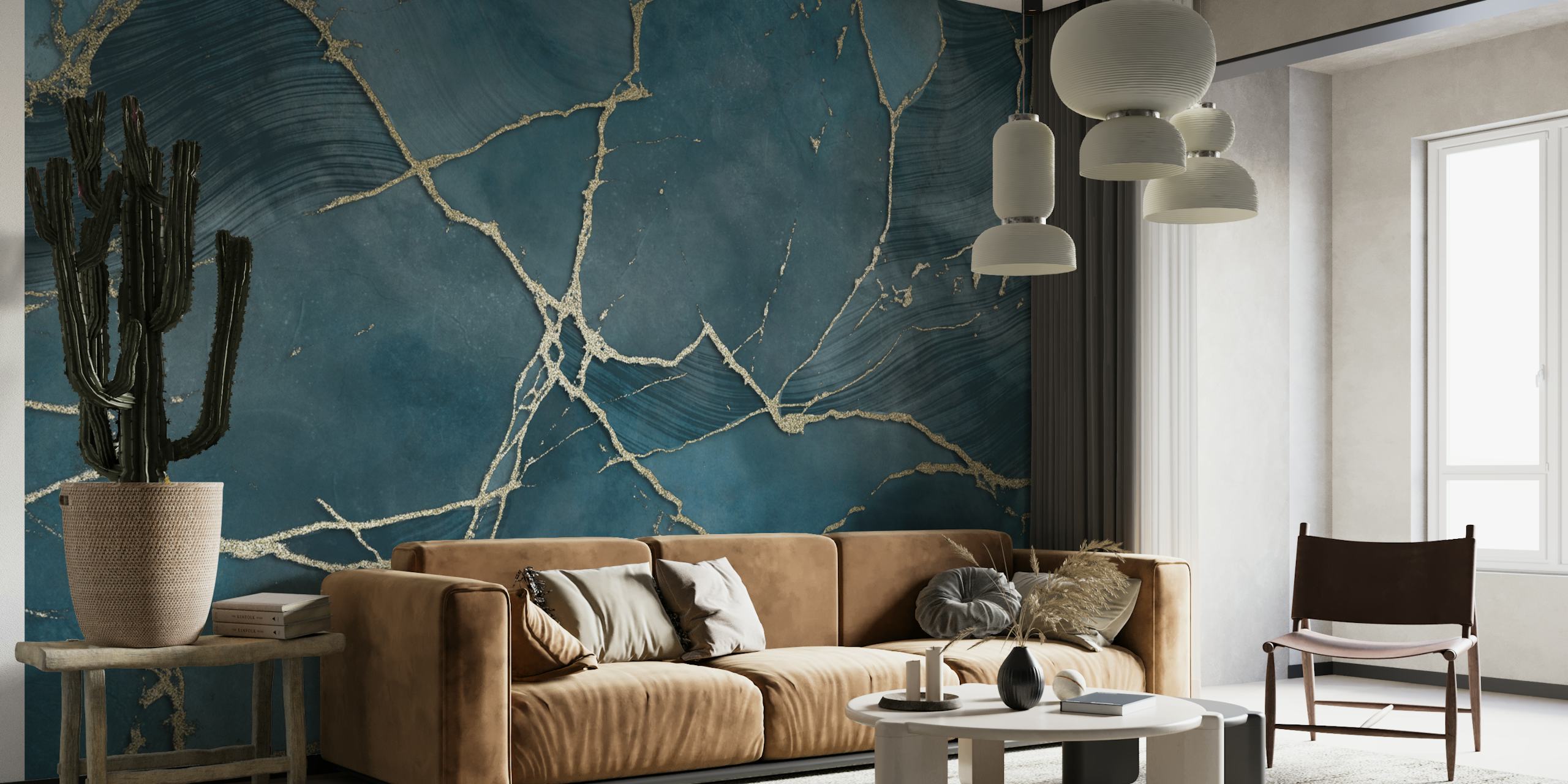 Tapeta Turquoise Marble Elegance w pokoju