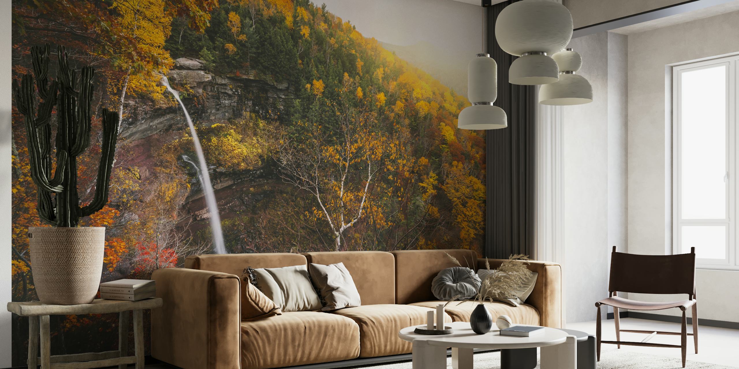 Papel pintado New York Autumn Waterfall en una habitación
