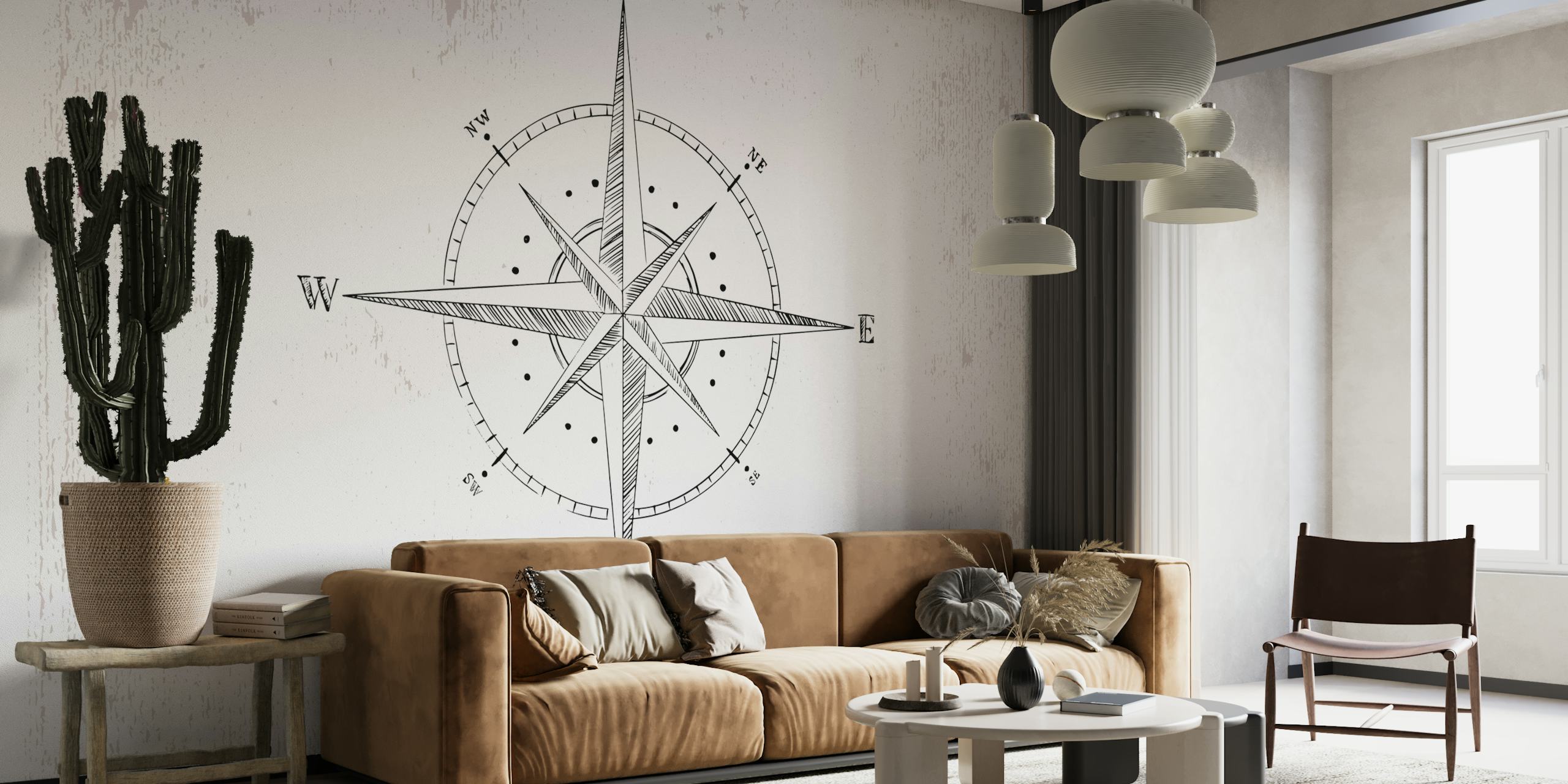 Vintage Compass Rose on Old Map Wallpaper - a historical journey of exploration