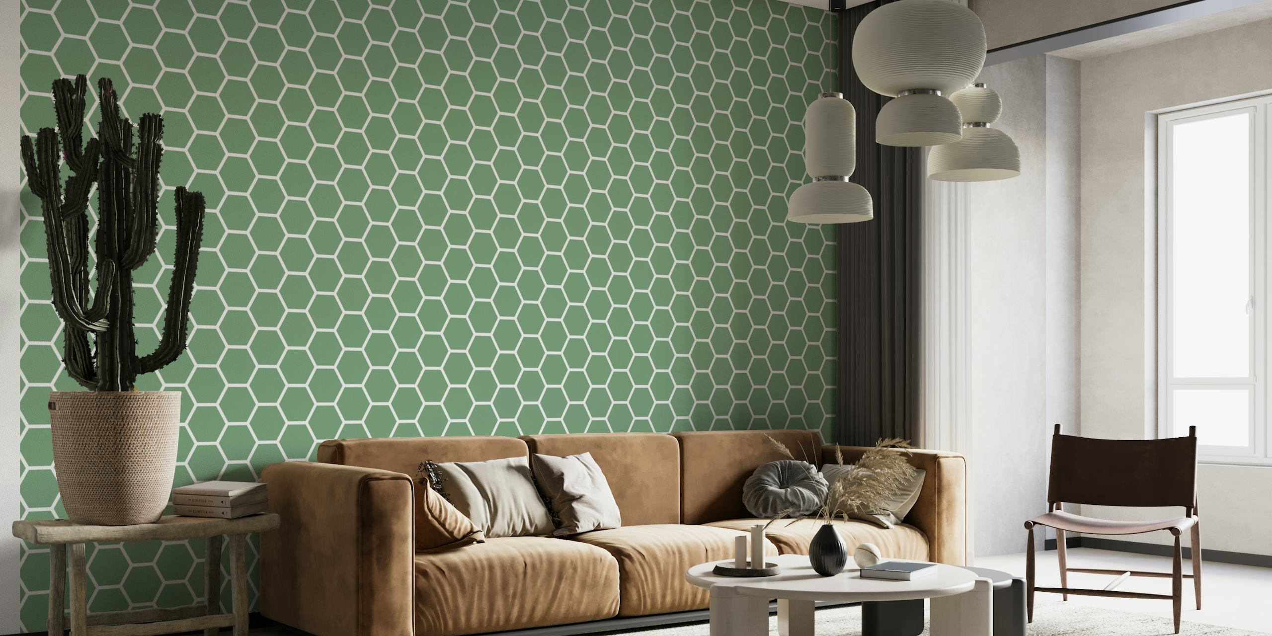 Green Hexagon Pattern behang
