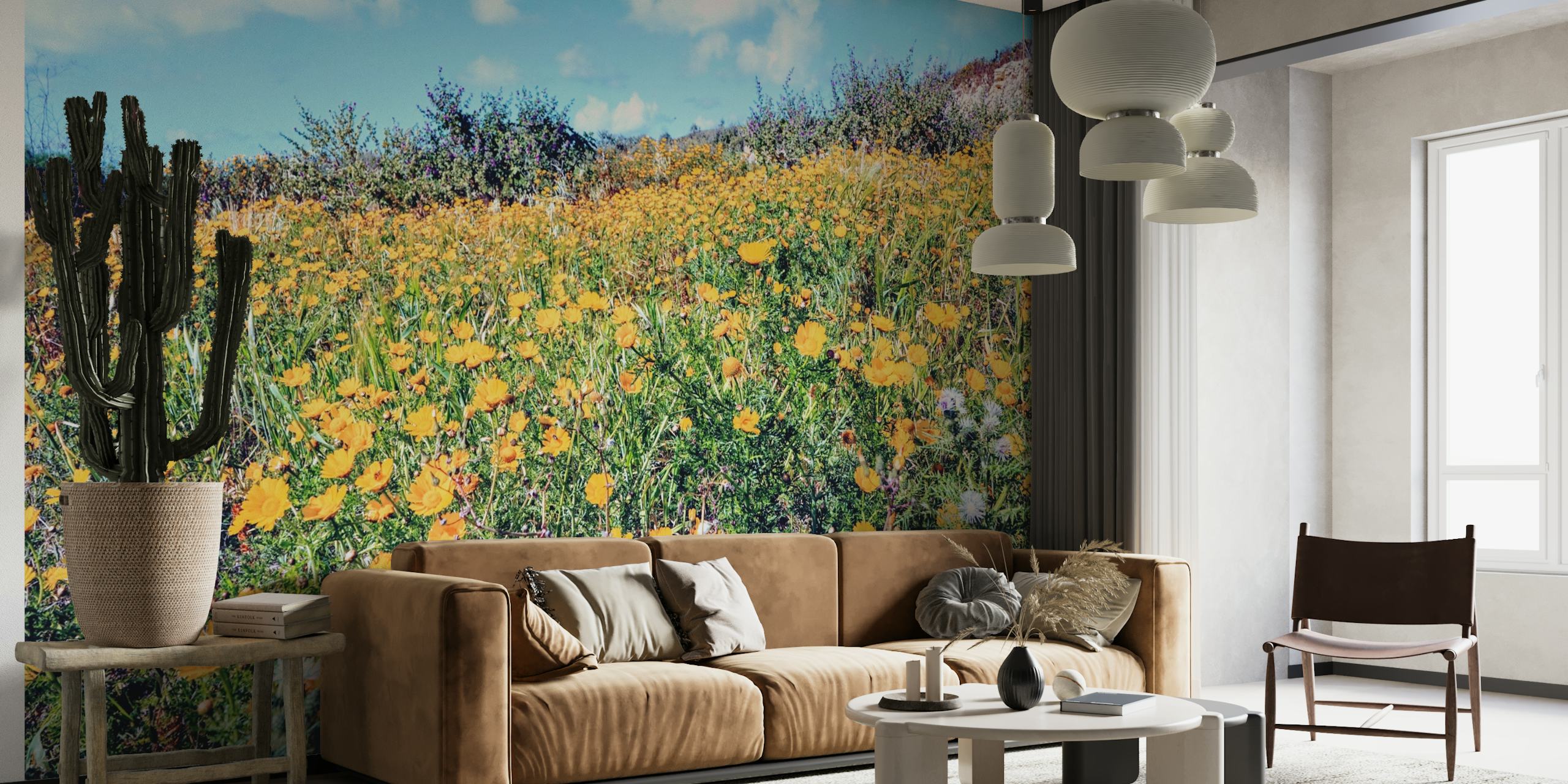 Sunny Flower Fields wallpaper