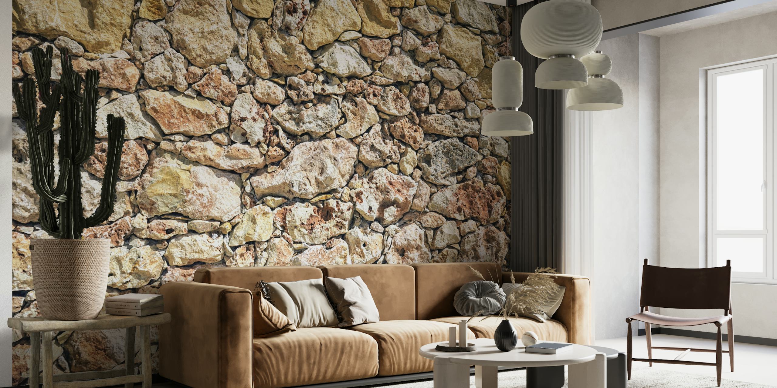 Textura de pared de piedra mediterránea para una escapada interior tranquila