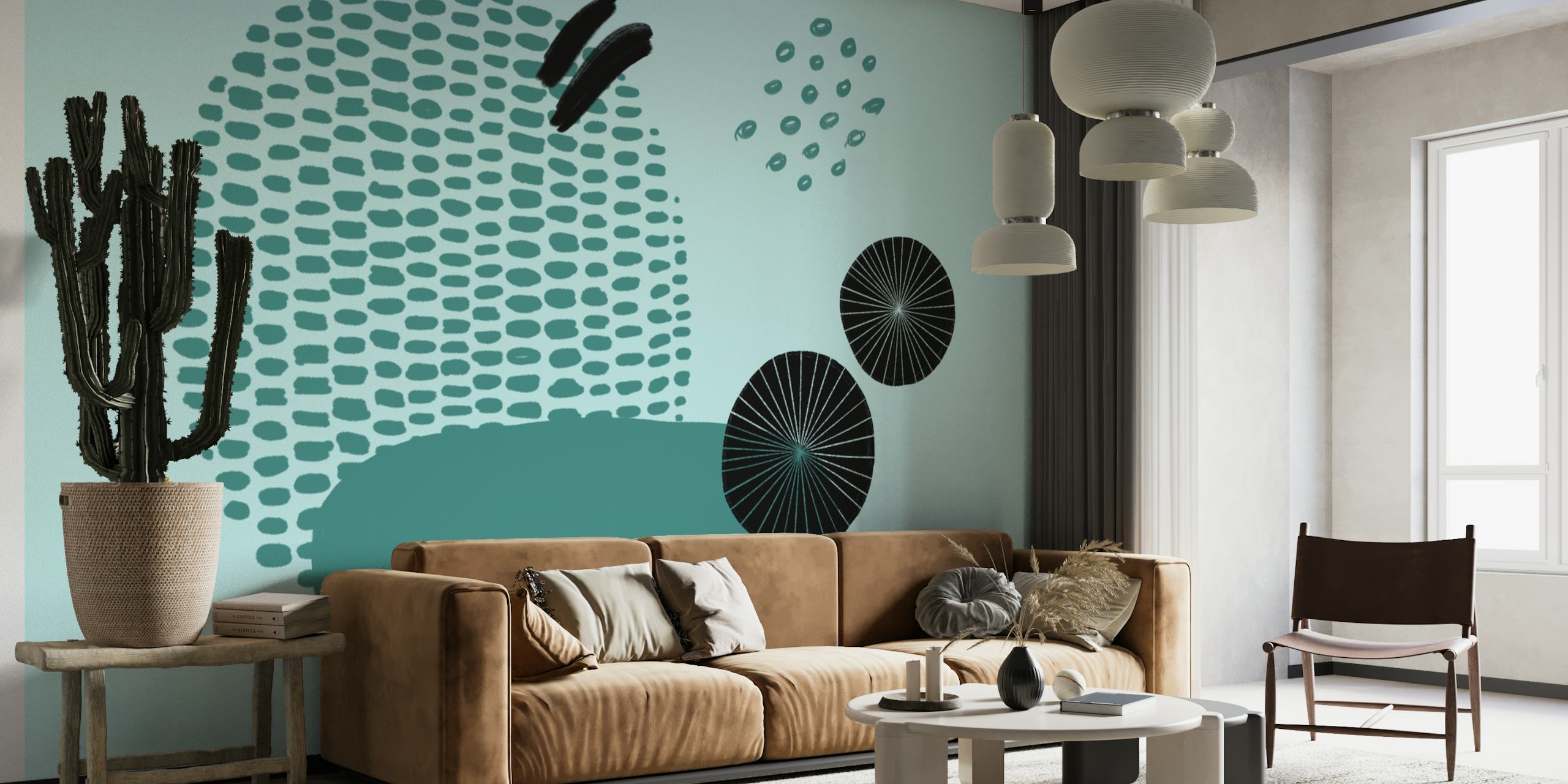 Teal composition tapet vist i et rum