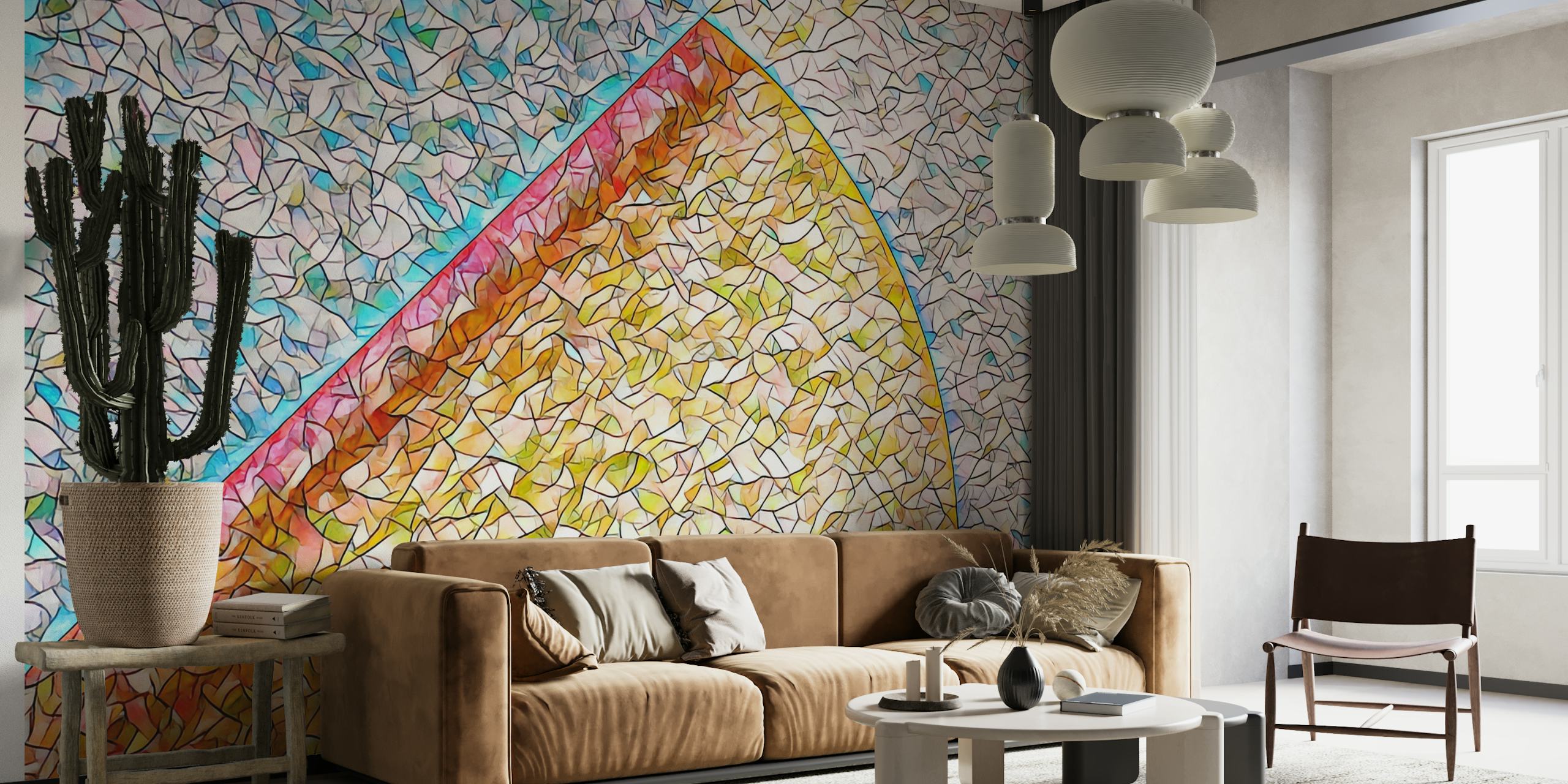 Papier peint mural sticker mosaïque géométrique pastel