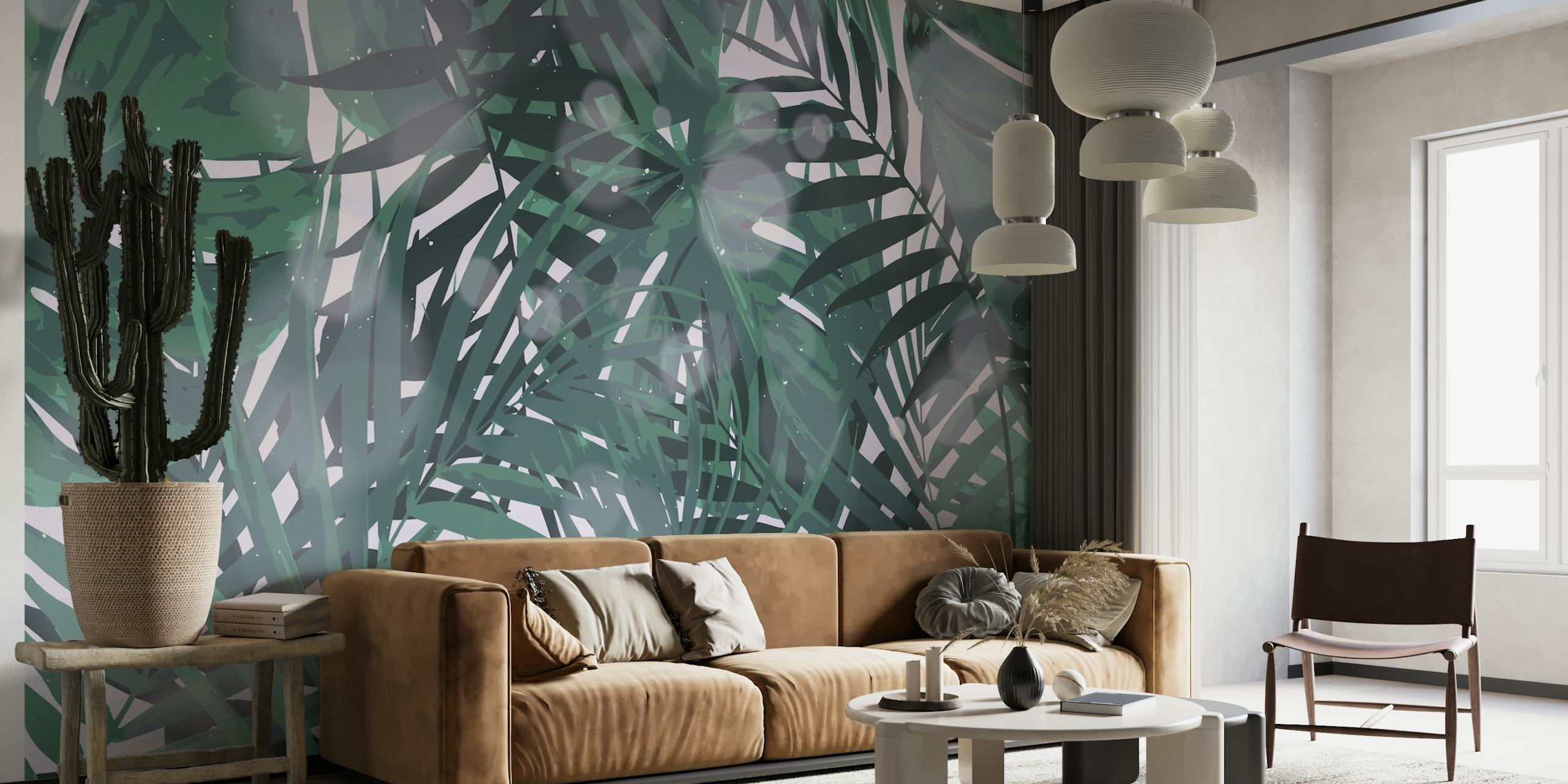 Tropical jungle wallpaper in a room
