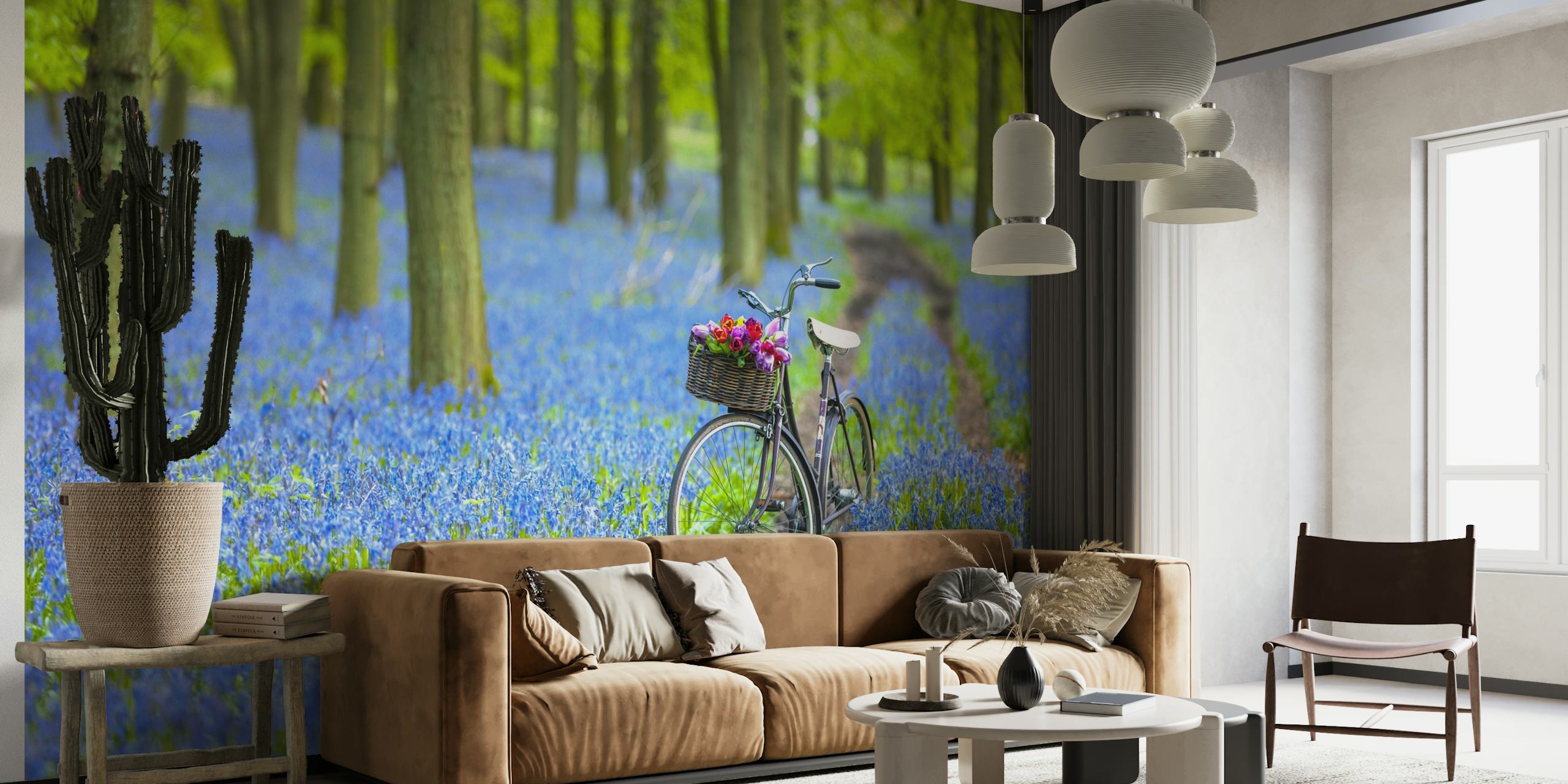 Bicycle in spring forest papiers peint