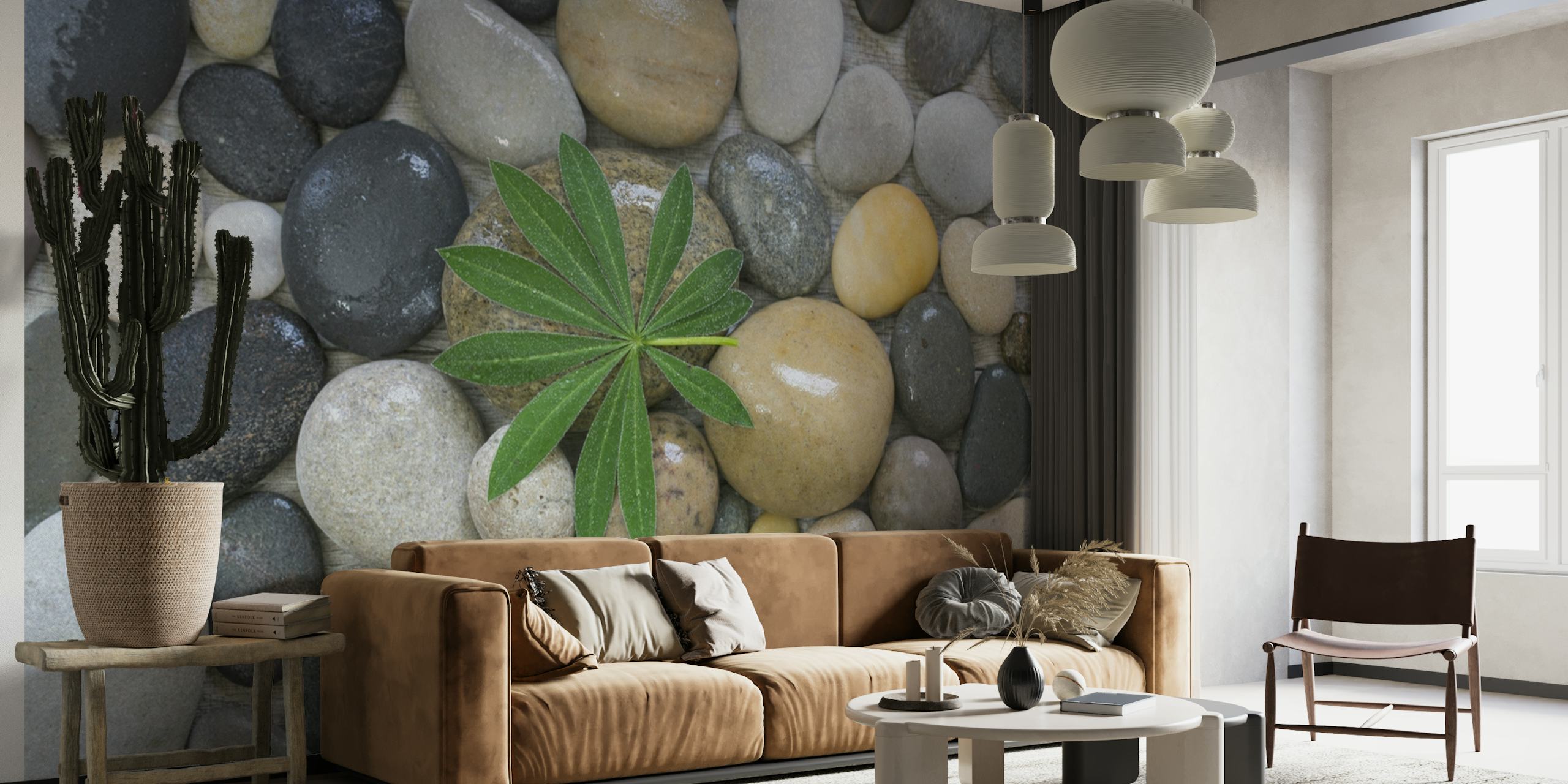 Green Leaf And Pebble behang