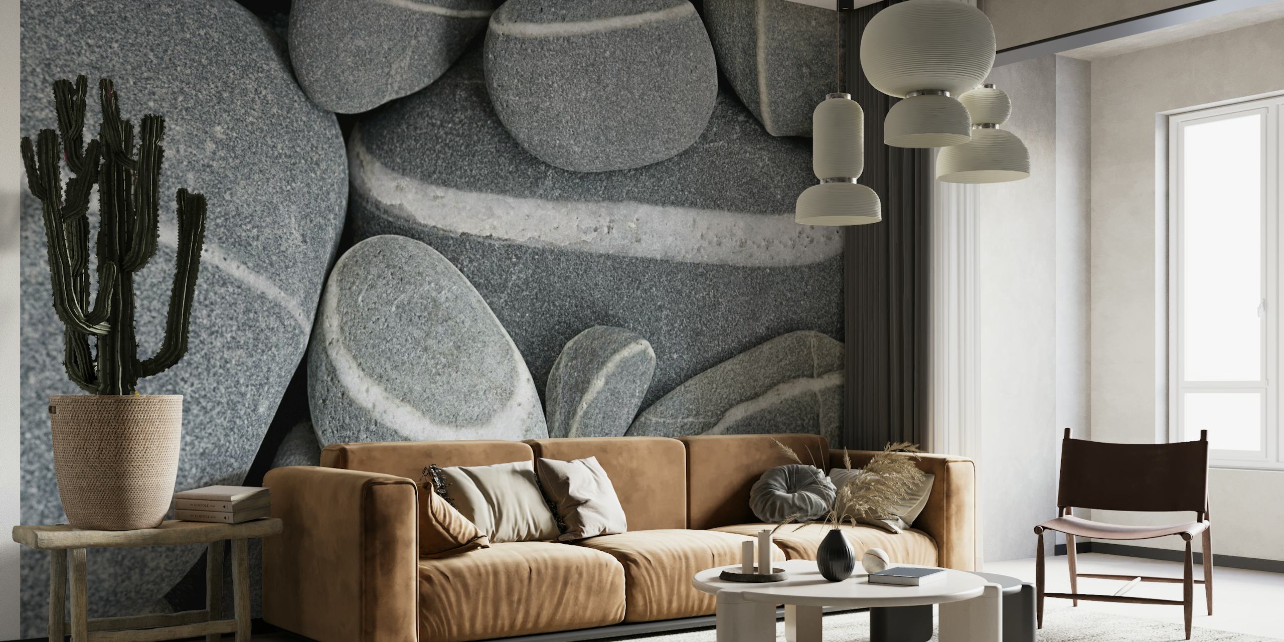 Striped Pebble Grey And White wallpaper