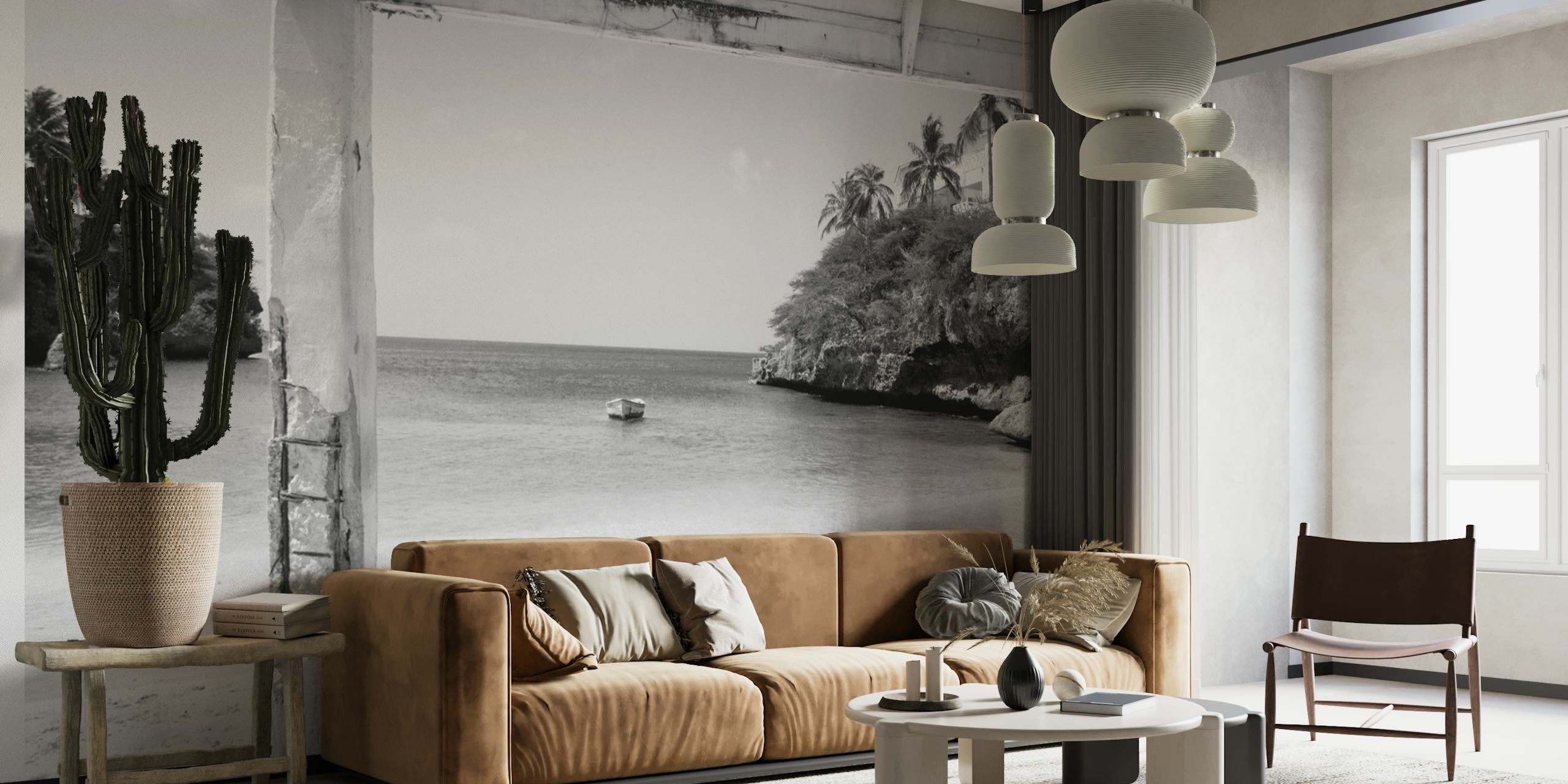 Blue Lagoon Beach Dream behang in een kamer