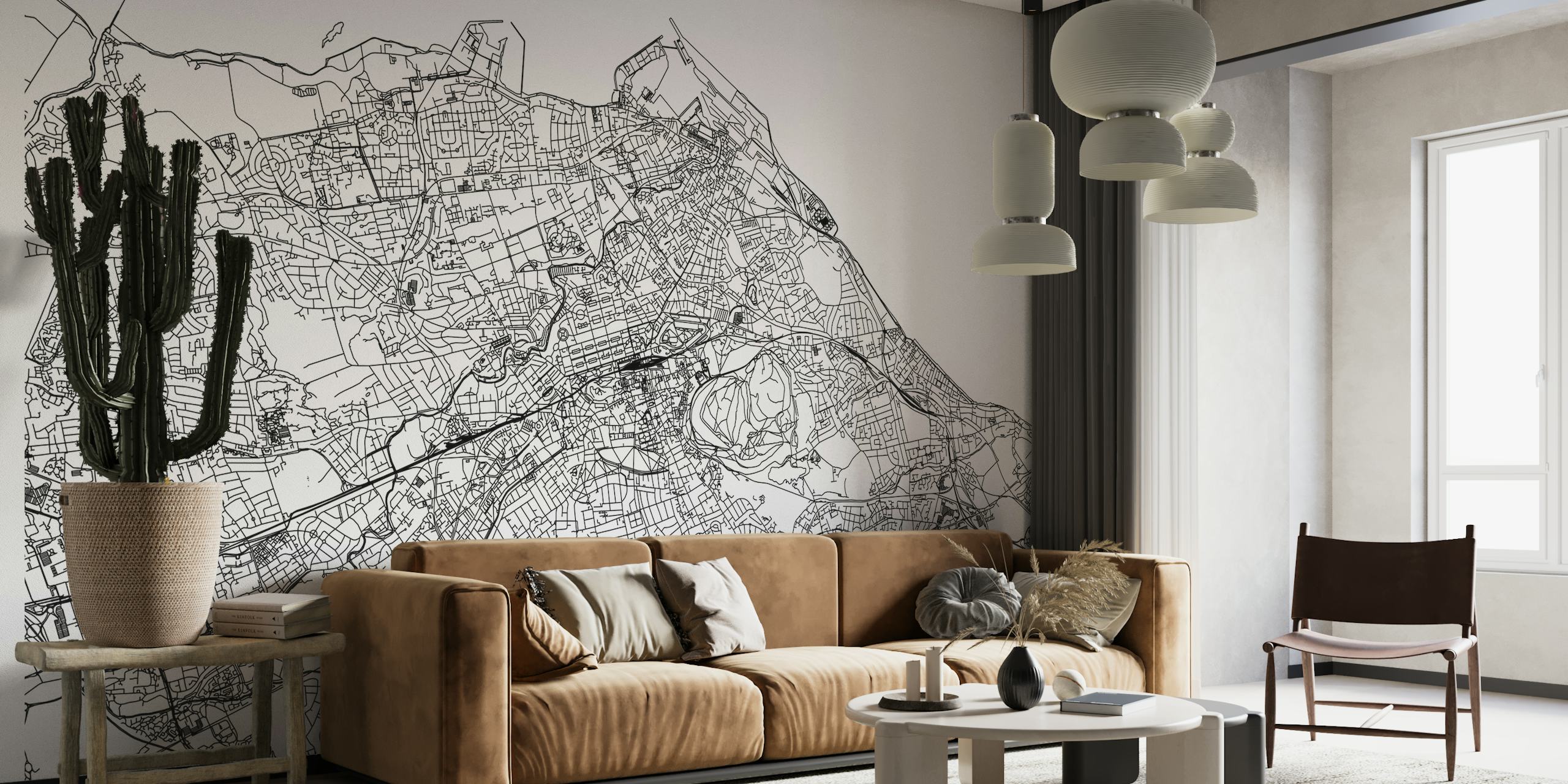 Detailed representation of Edinburgh on vintage-style map wallpaper