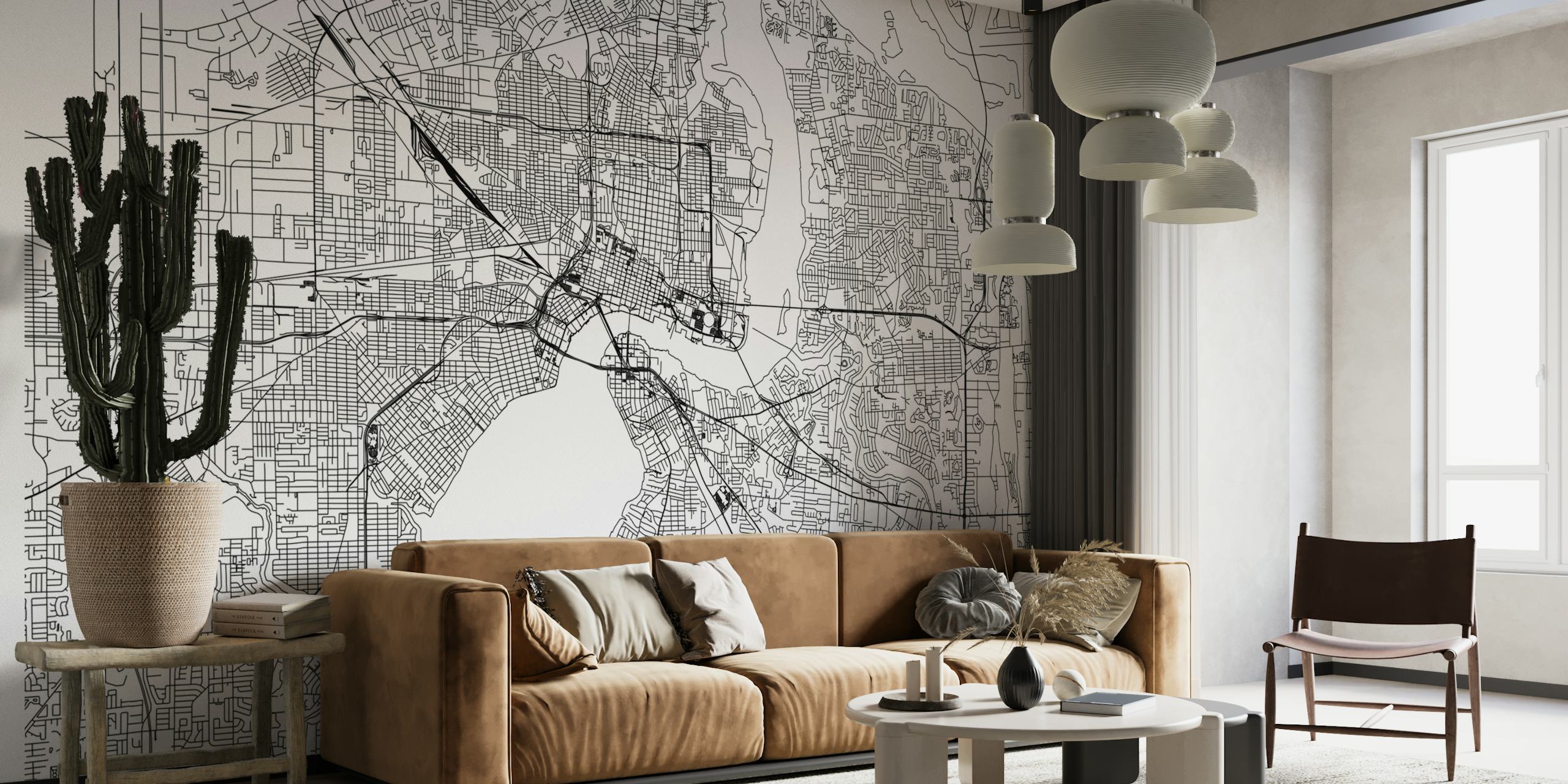 Jacksonville Map wallpaper in a modern room