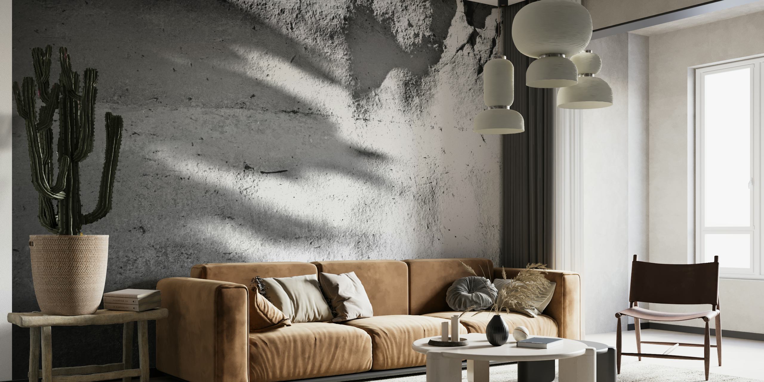 Mural de parede abstrato com sombras monocromáticas para decoração moderna