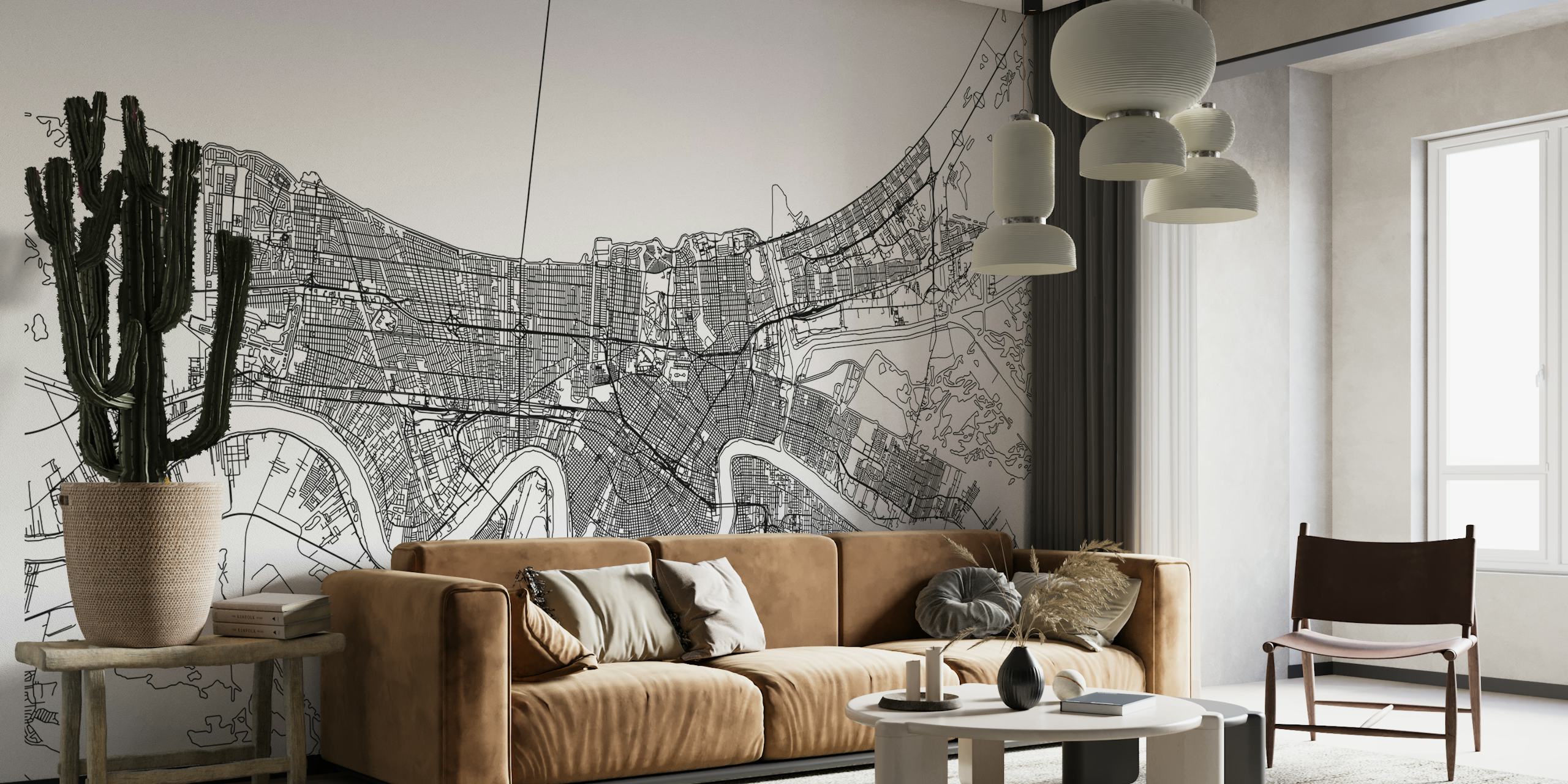 Detailed historic New Orleans map wallpaper