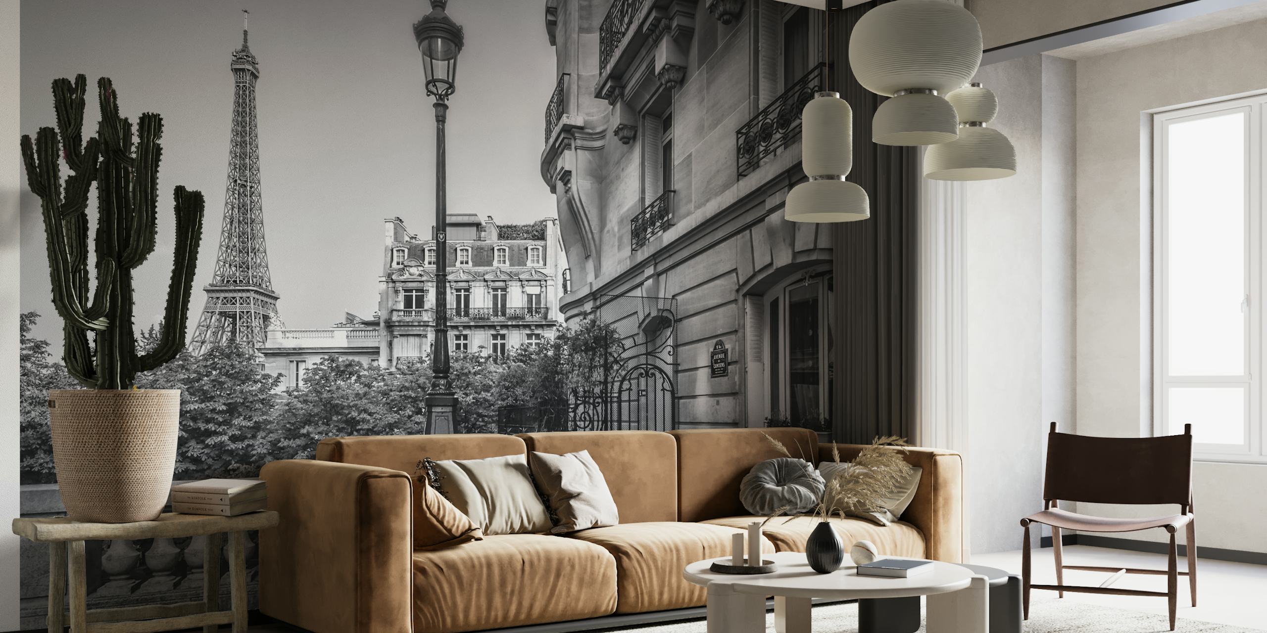 Monochrome Parisian Charm tapet i ett rum