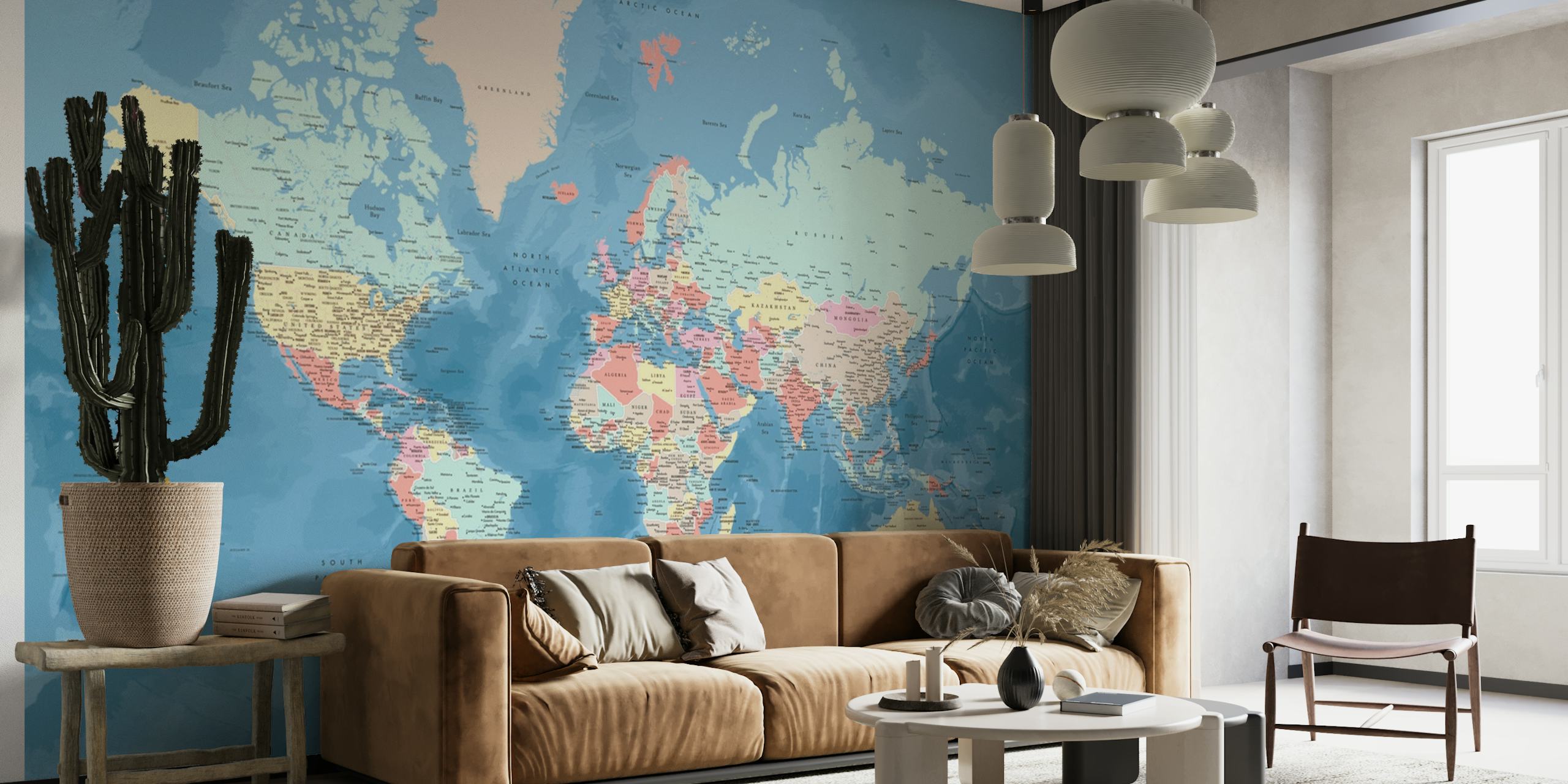 Detailed world map Vickie behang