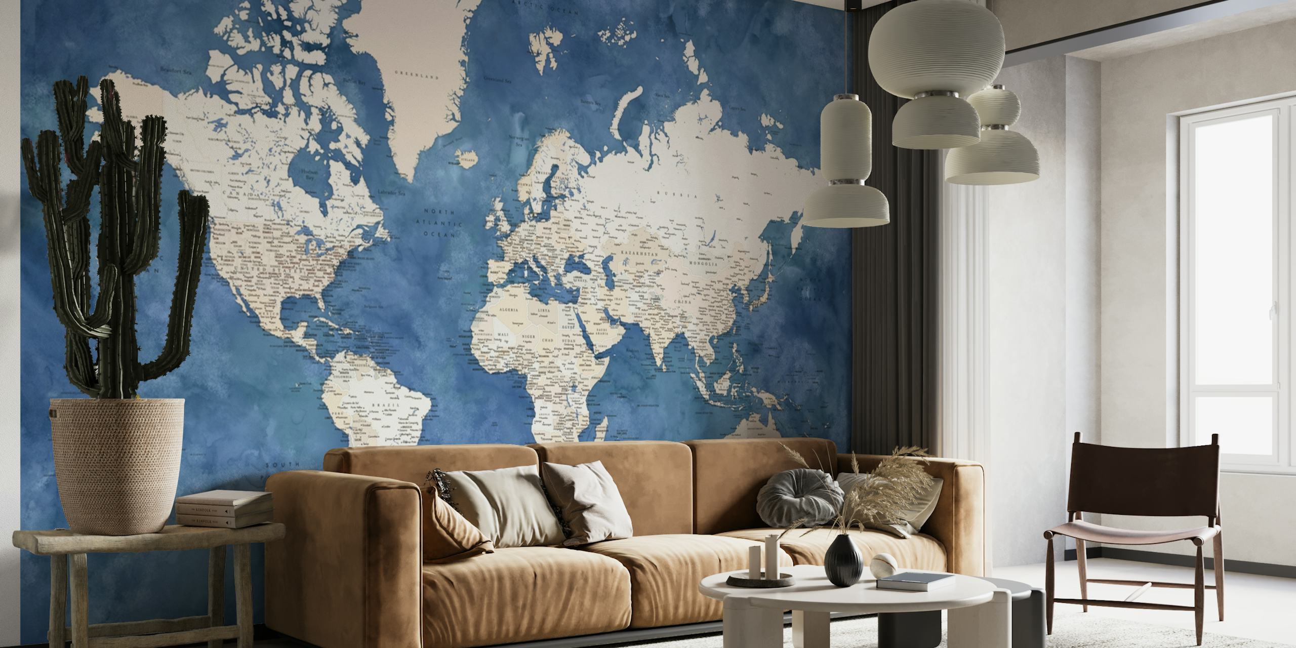 Detailed world map Sabeen behang