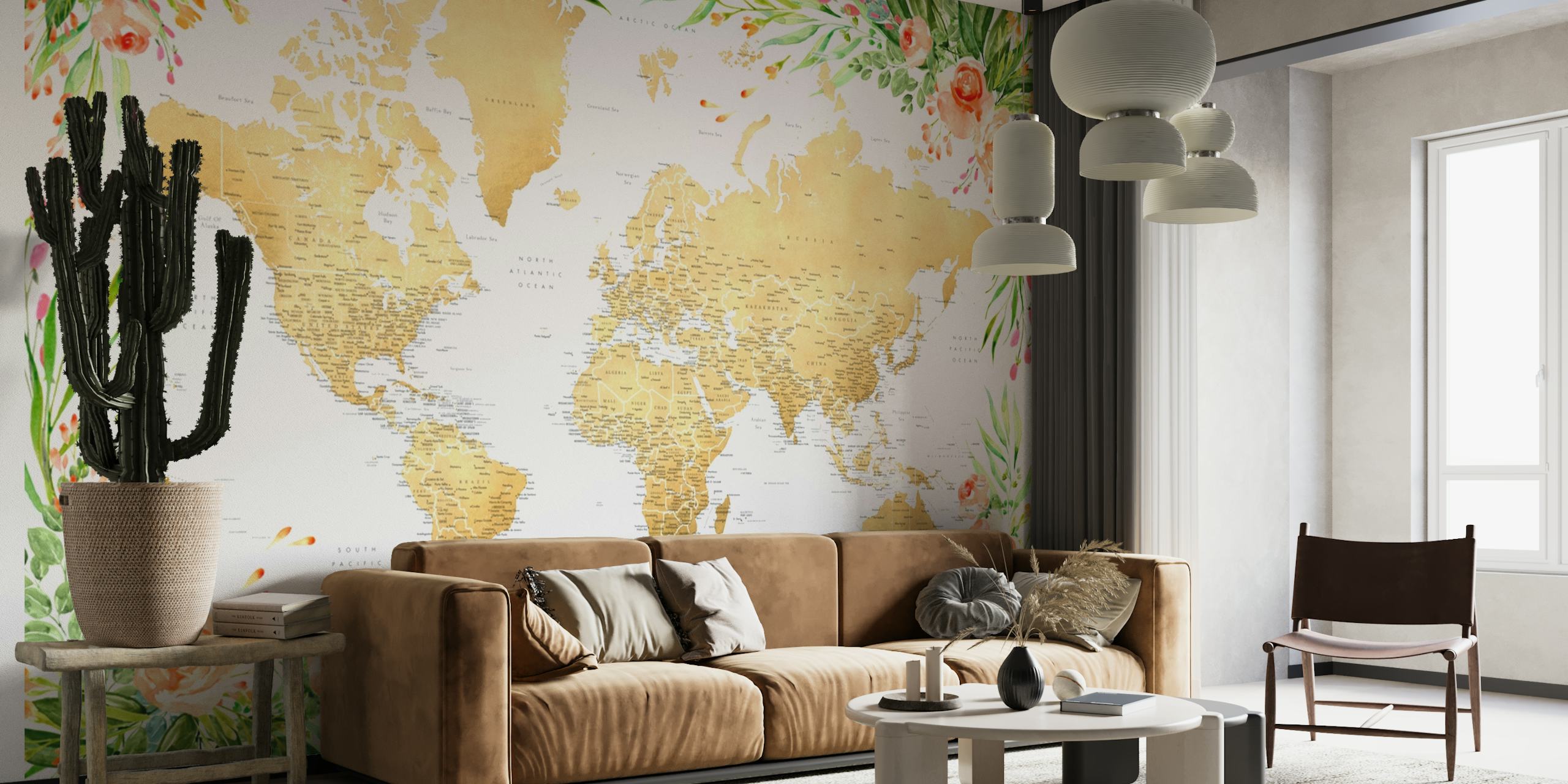 Floral world map Blythe wallpaper