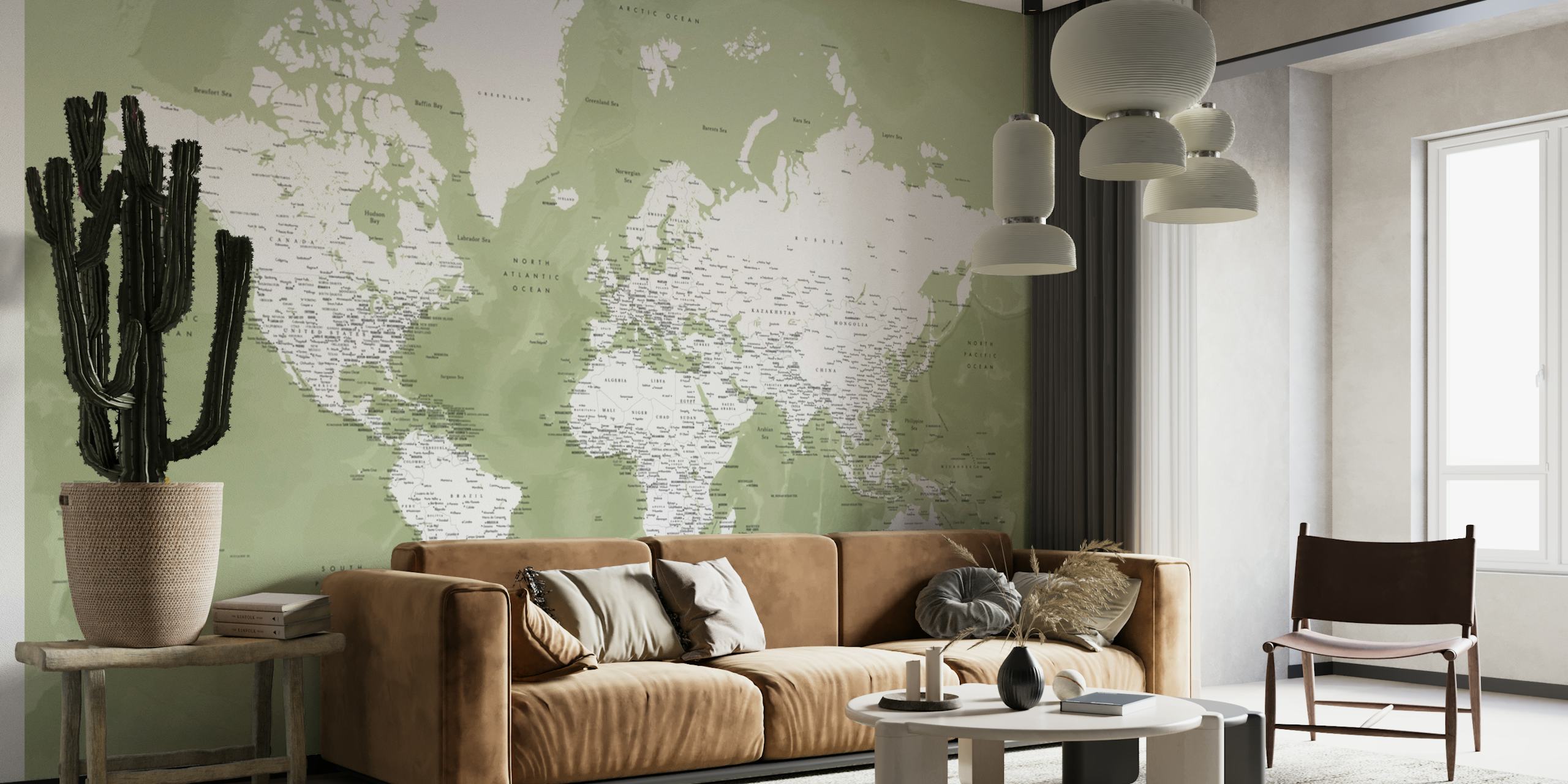 Detailed world map Pacheco behang
