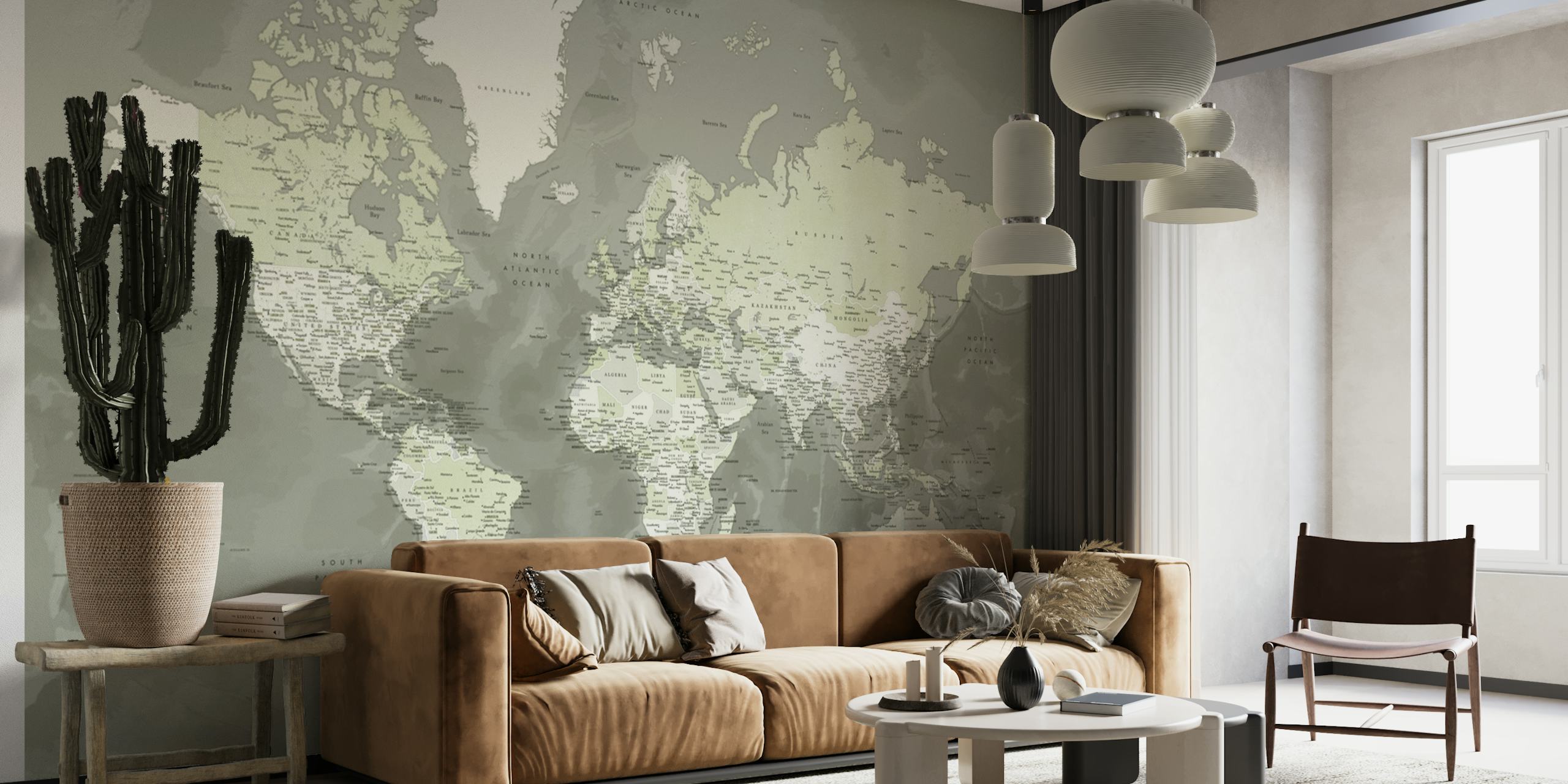 Detailed world map Faolan behang