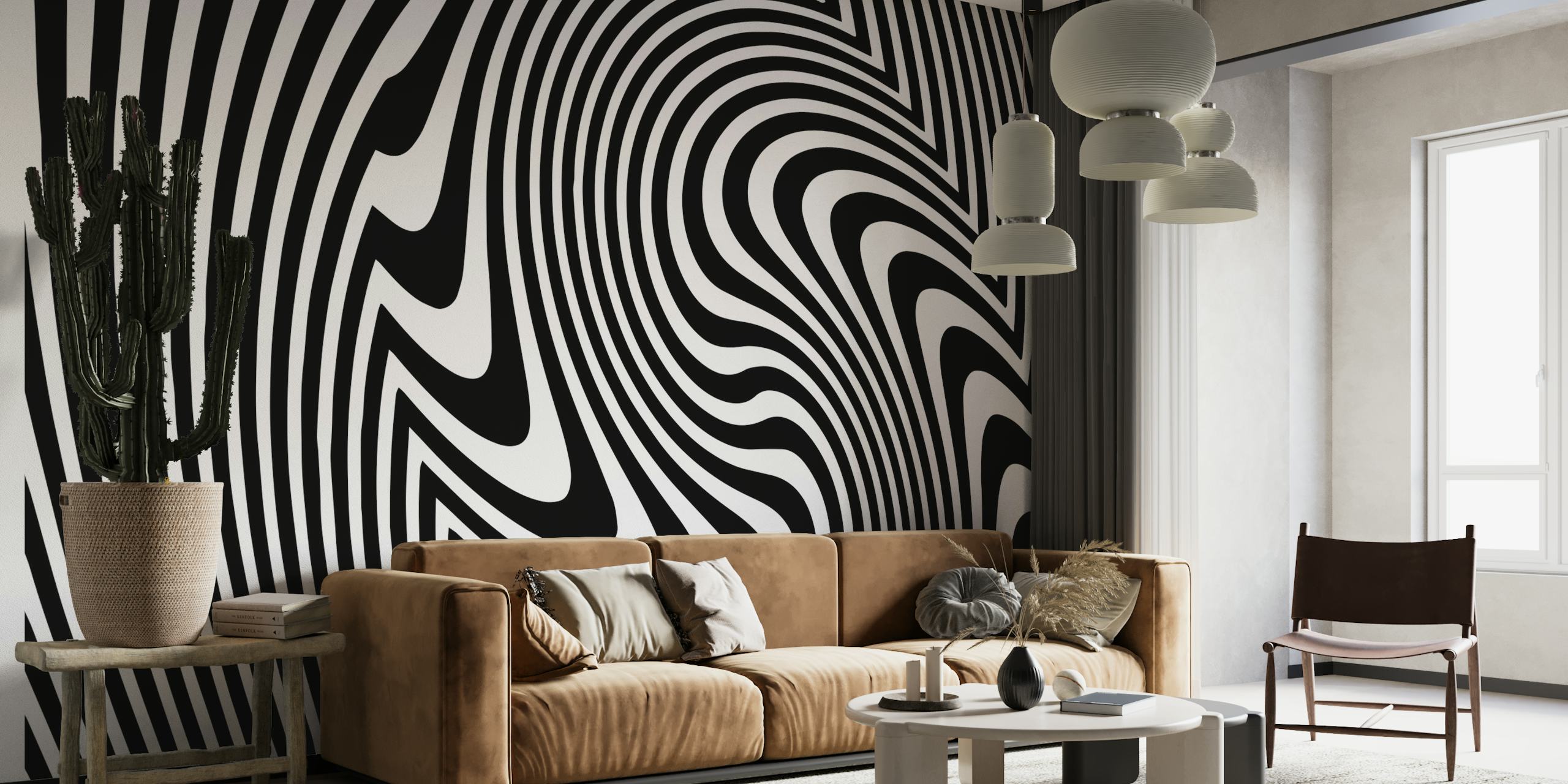 Black White Retro Waves wallpaper